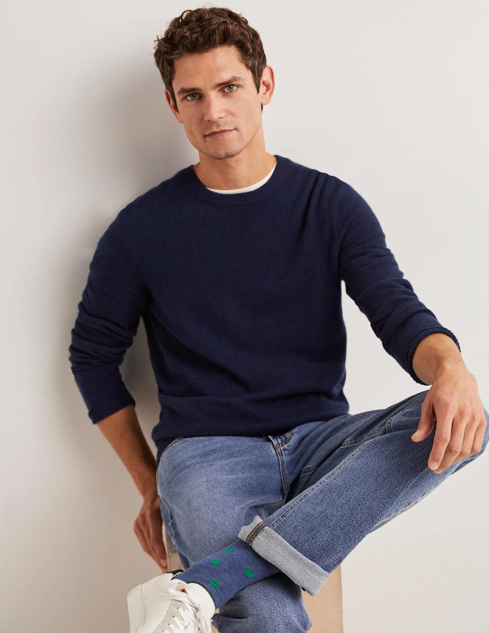 Kaschmirpullover mit Rundhalsausschnitt-Marineblau - Image 8