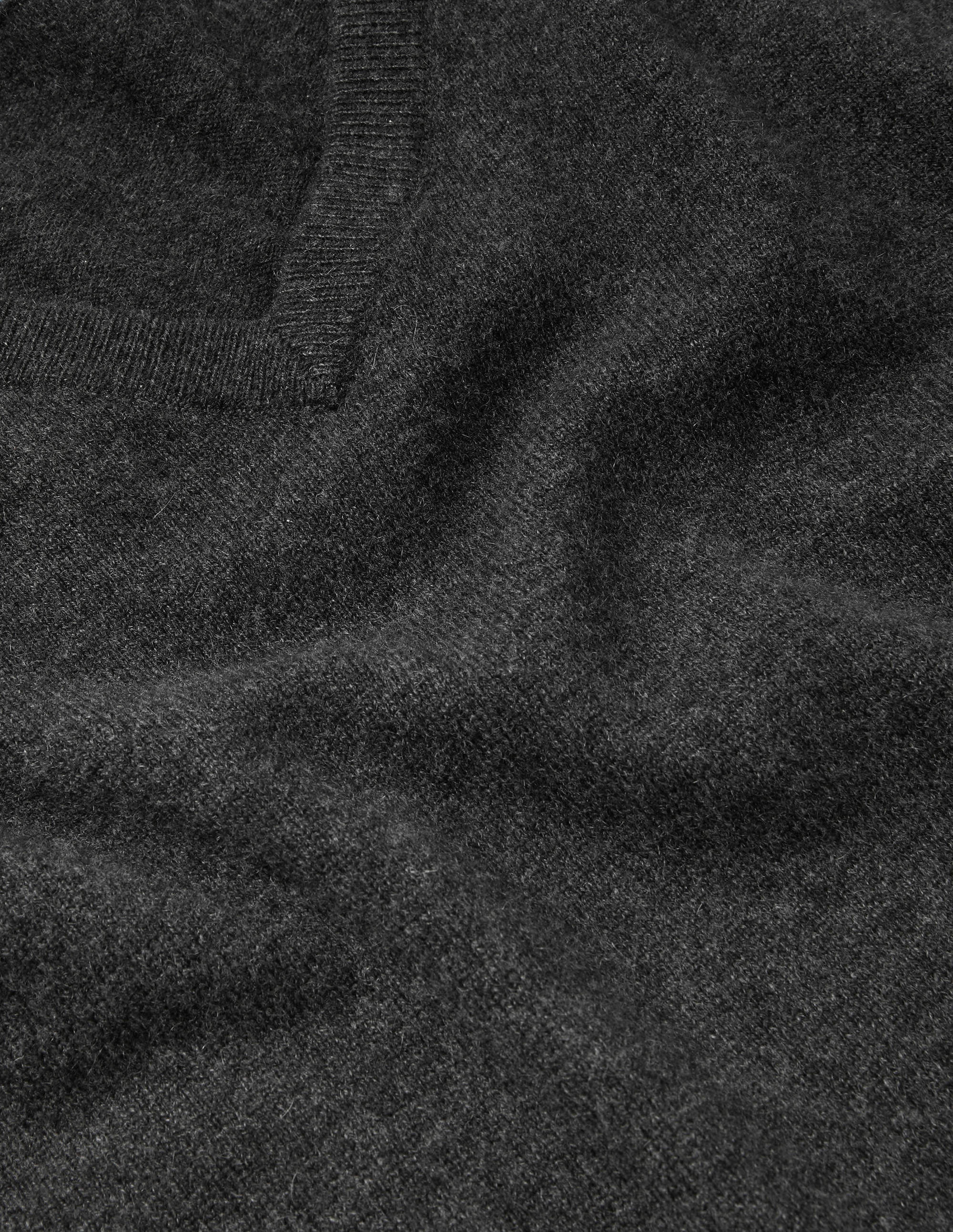 Kaschmirpullover mit V-Ausschnitt-Dunkelgrau Melange - Image 8