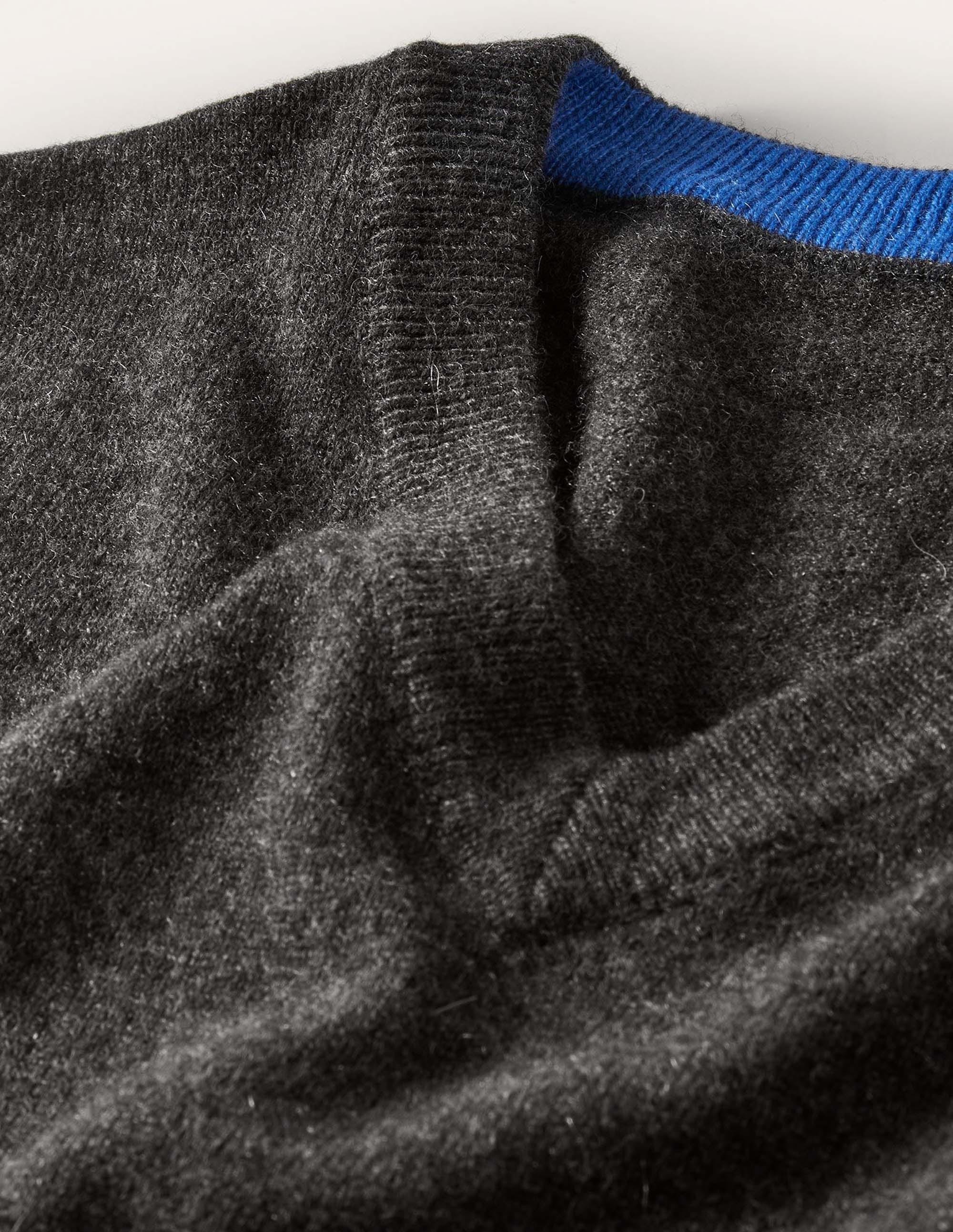 Kaschmirpullover mit V-Ausschnitt-Dunkelgrau Melange - Image 9