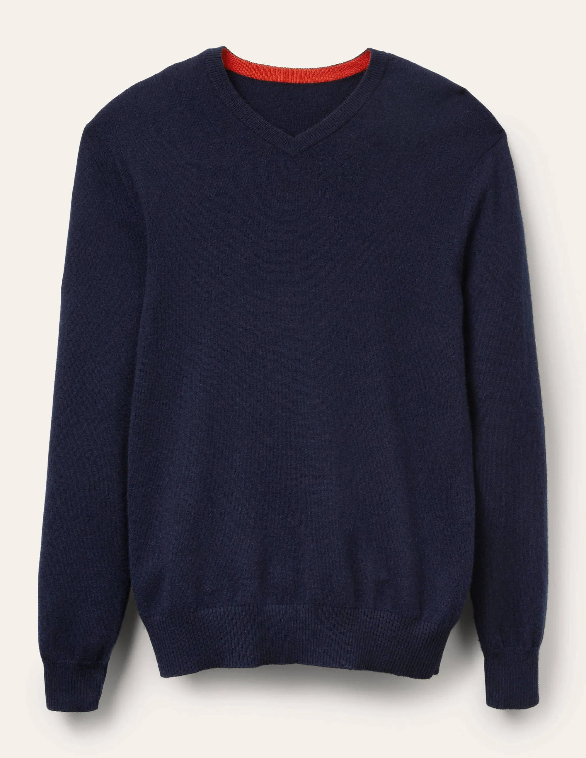 Kaschmirpullover mit V-Ausschnitt-Marineblau - Image 5