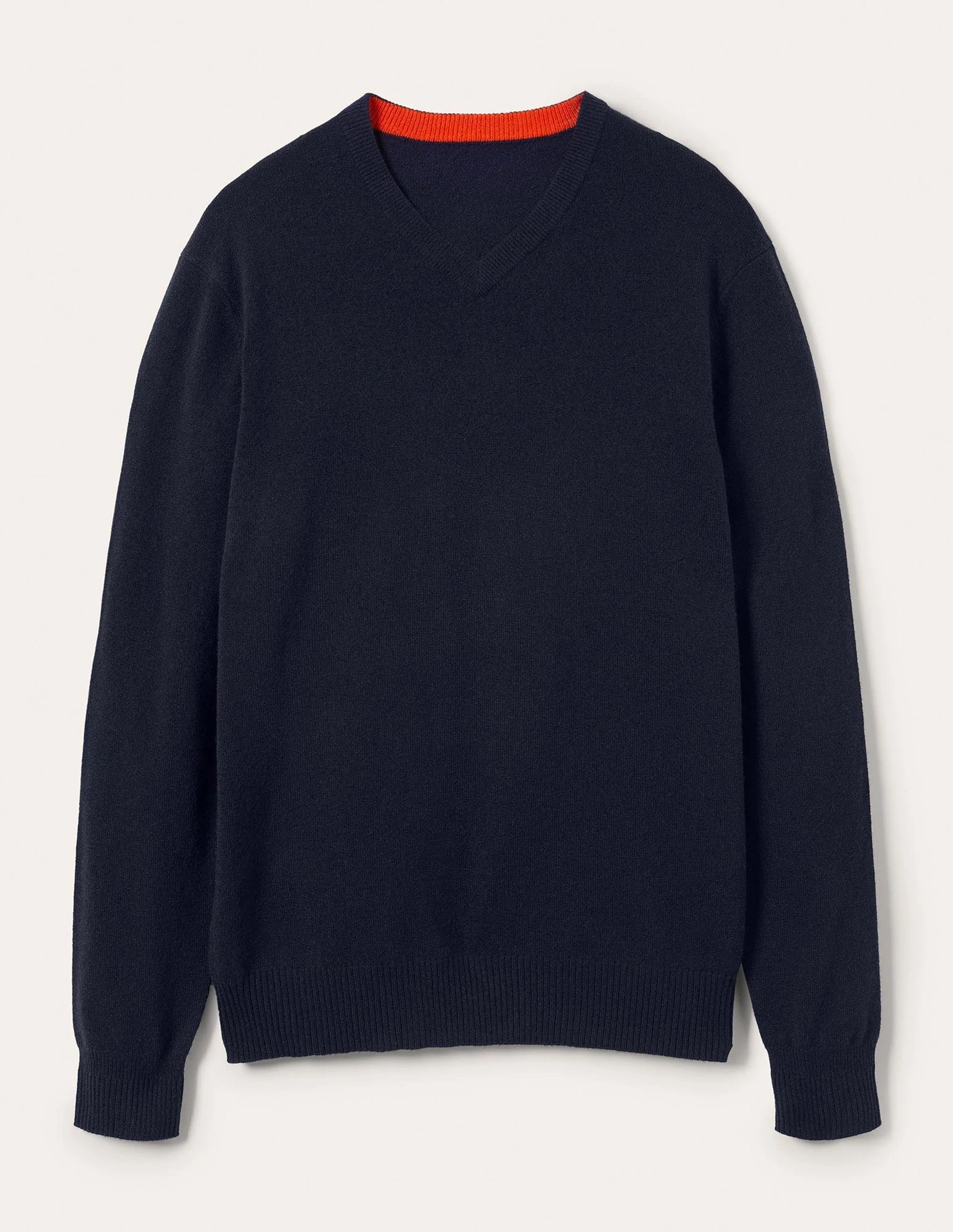 Kaschmirpullover mit V-Ausschnitt-Marineblau - Image 12