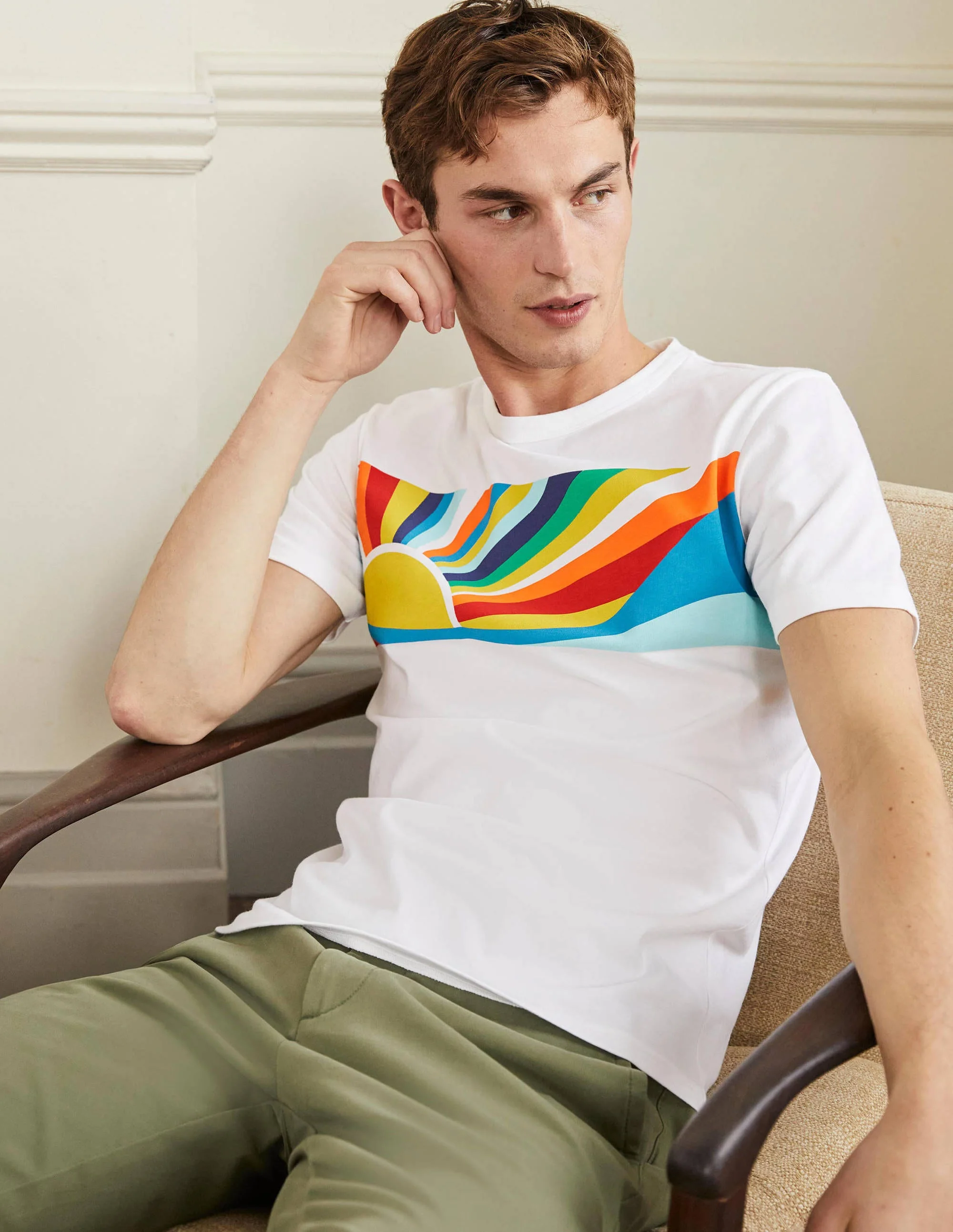 Kingston T-Shirt-Weiß, Regenbogen/Sonnenuntergang - Image 4