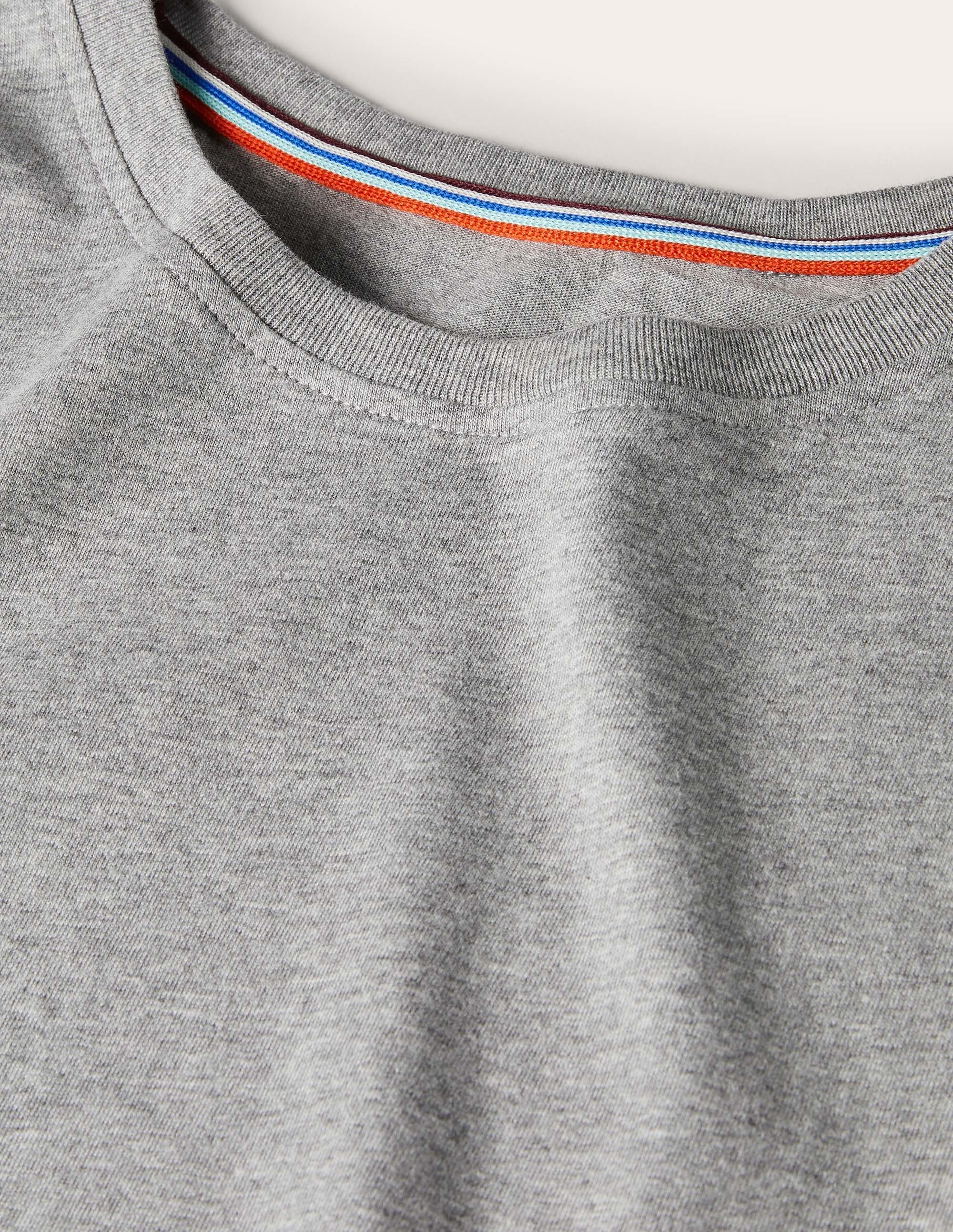 Klassisches Baumwoll-T-Shirt-Grau Meliert - Image 6