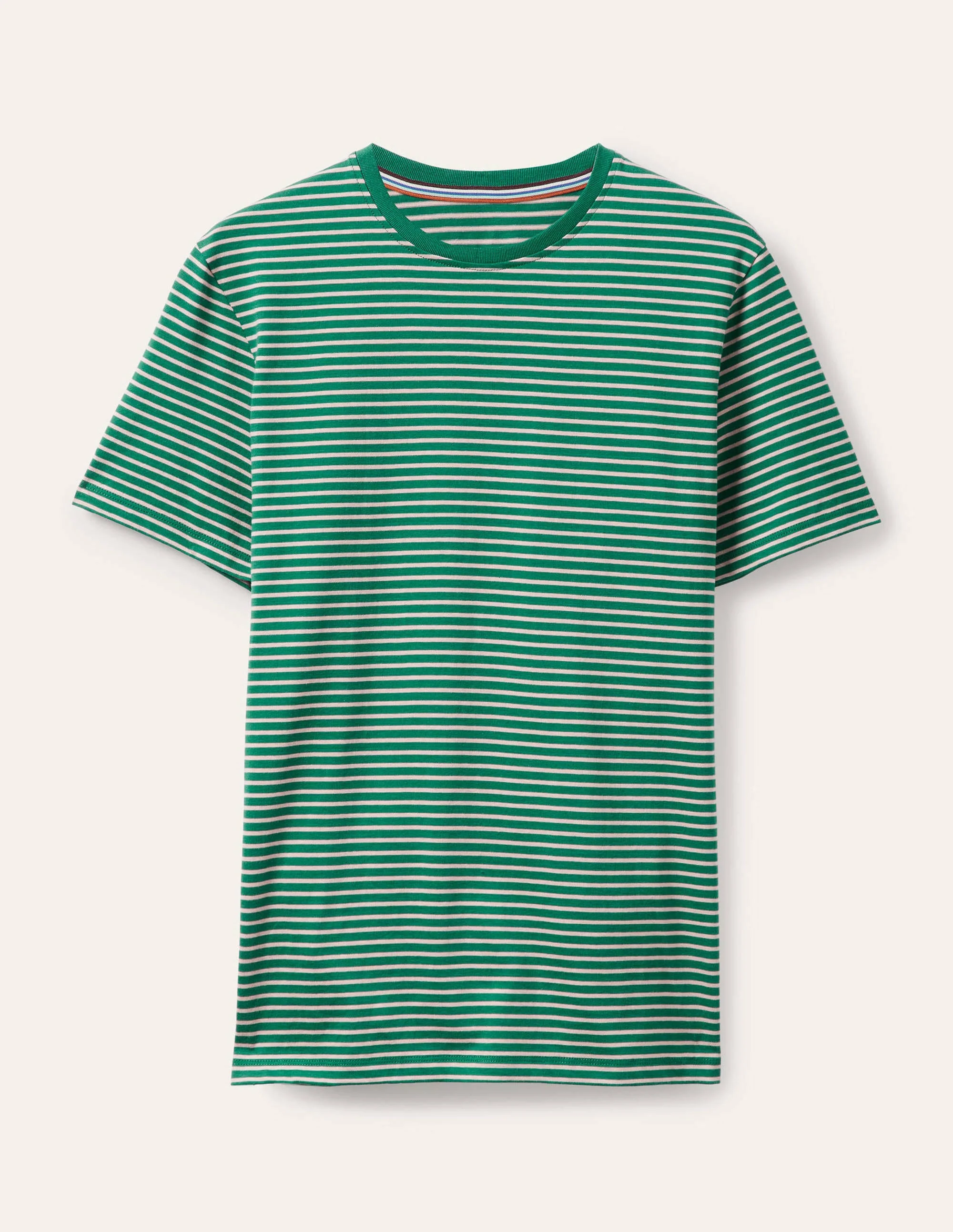 Klassisches Baumwoll-T-Shirt-Grüntöne/Rosa, Gestreift - Image 6