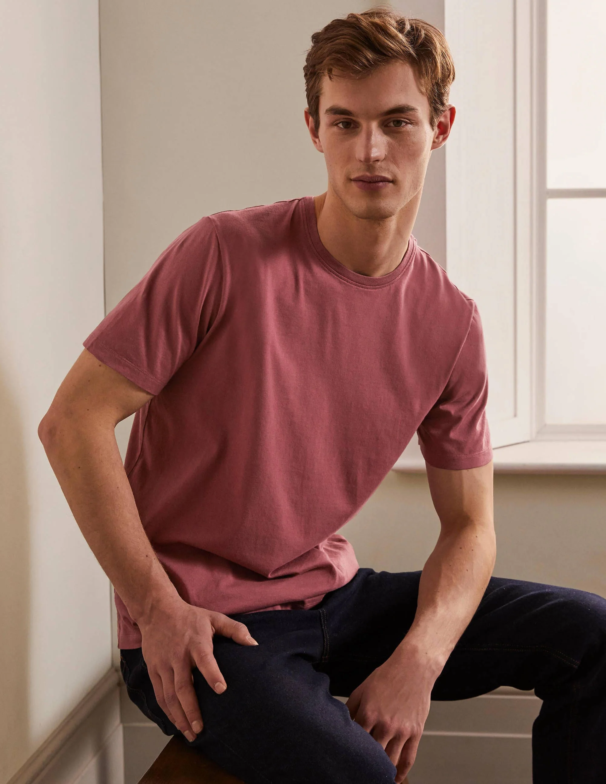 Klassisches Baumwoll-T-Shirt-Palisanderbraun