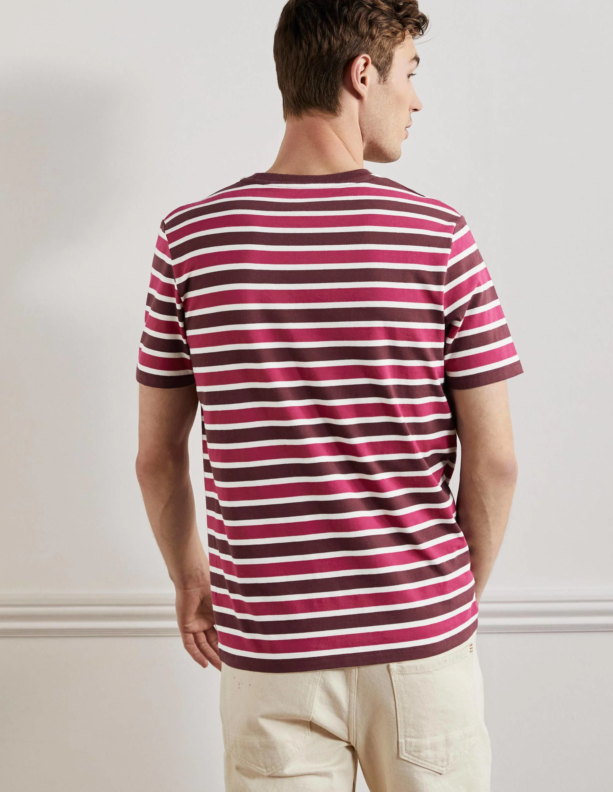 Klassisches Baumwoll-T-Shirt-Penelope-Pink, Gestreift - Image 3