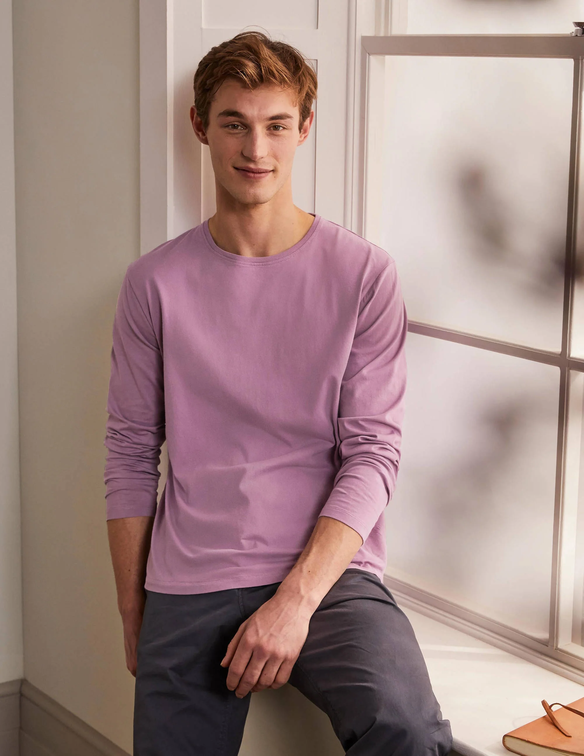 Klassisches Oberteil mit langen Ärmeln-Dunkles Mauve