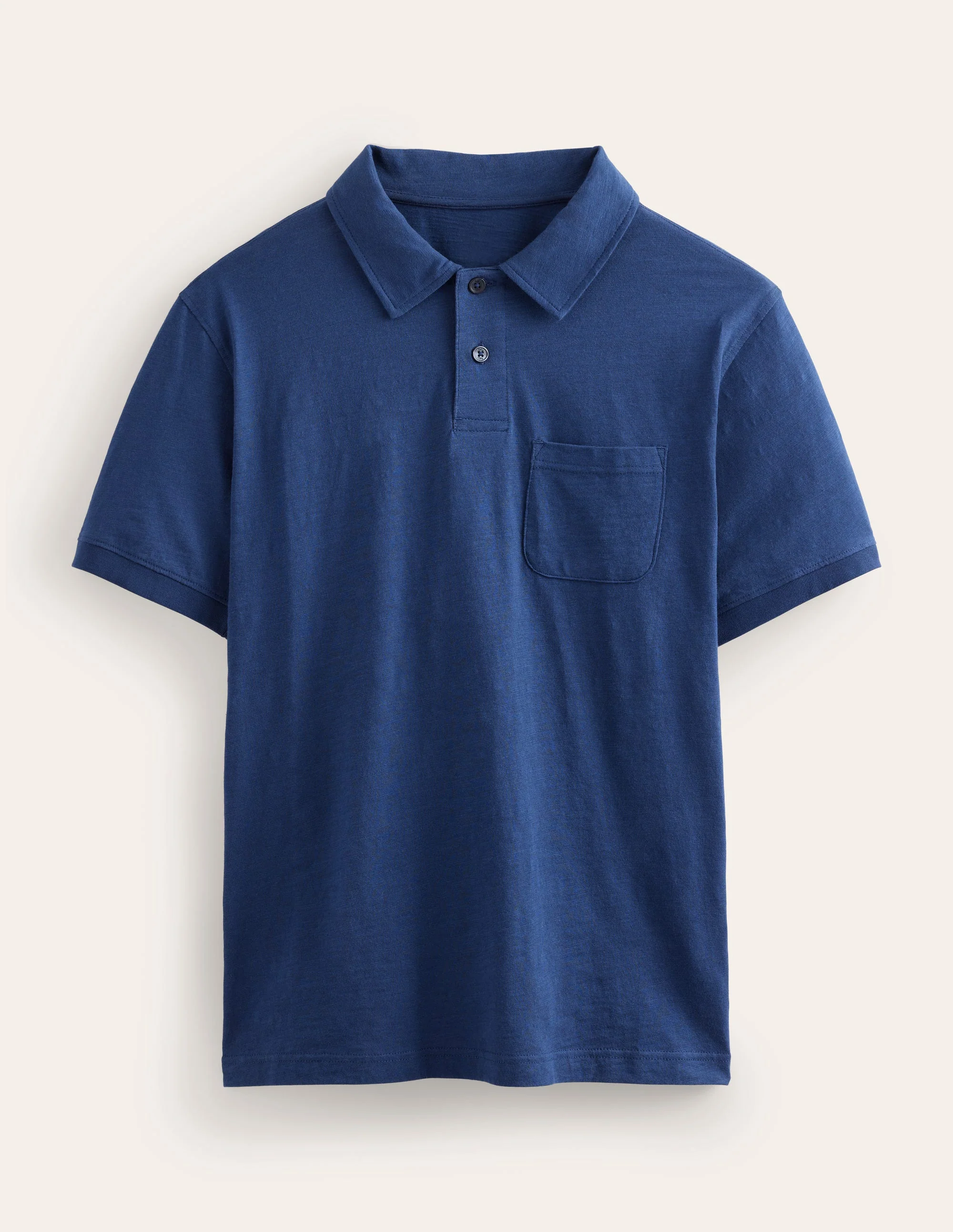 Kurzärmliges Poloshirt aus Flammgarn-Jersey-Marineblau - Image 5