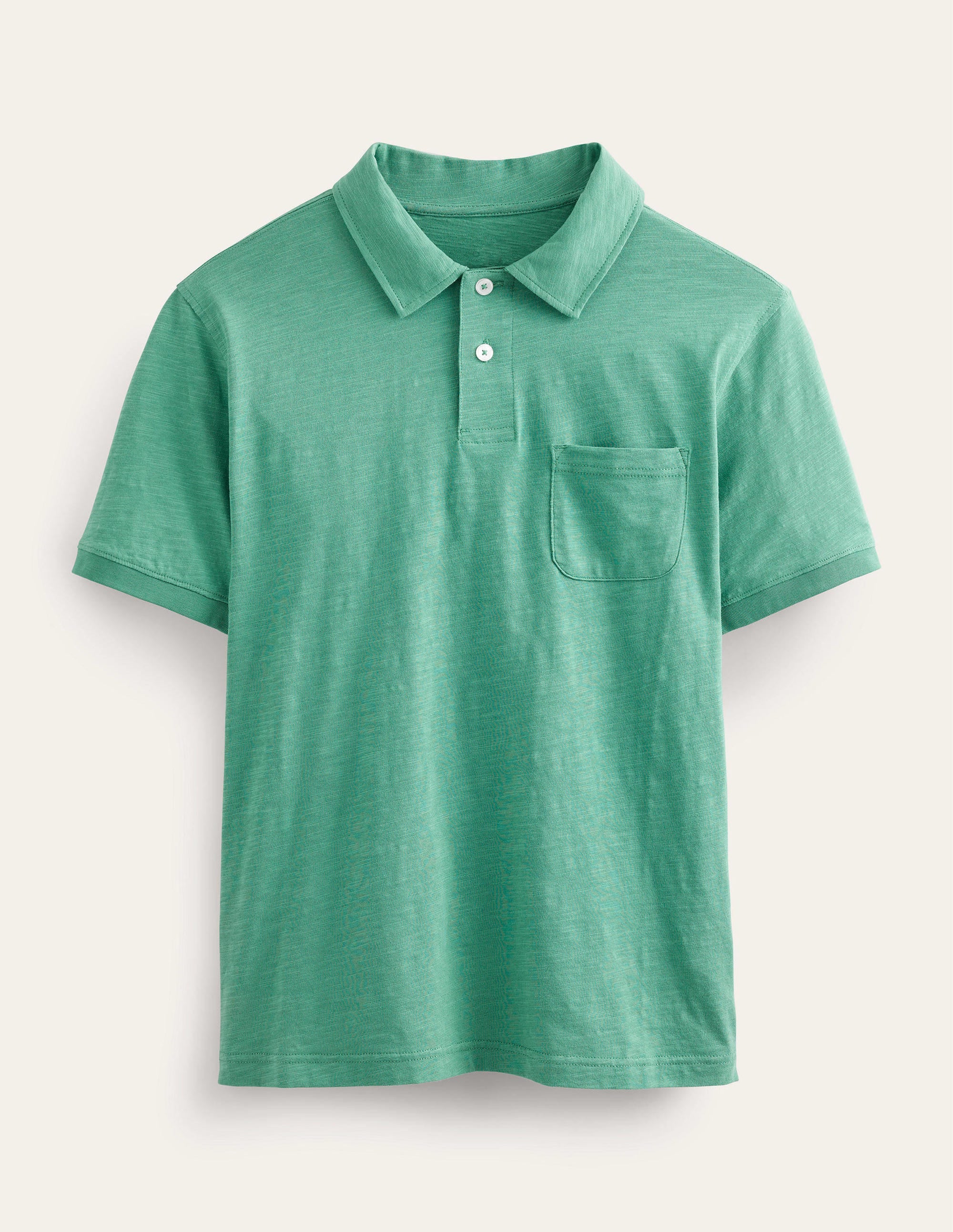 Kurzärmliges Poloshirt aus Flammgarn-Jersey-Meeresgrün - Image 5