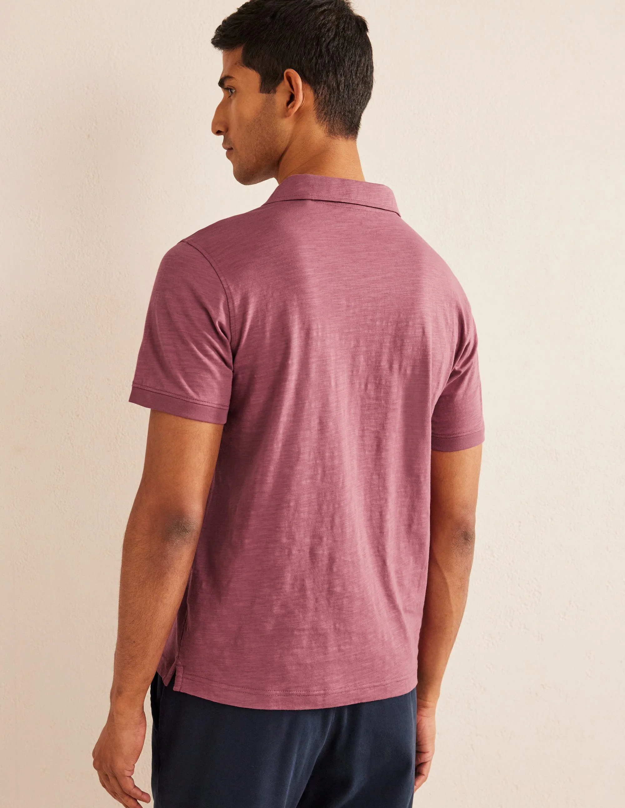 Kurzärmliges Poloshirt aus Flammgarn-Jersey-Renaissance-Violett - Image 3