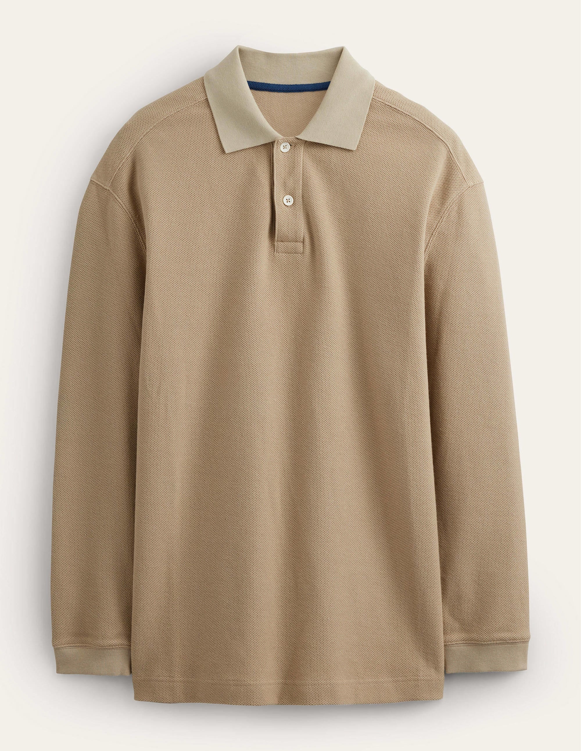 Lässiges Poloshirt mit langen Ärmeln-Steingrau - Image 5