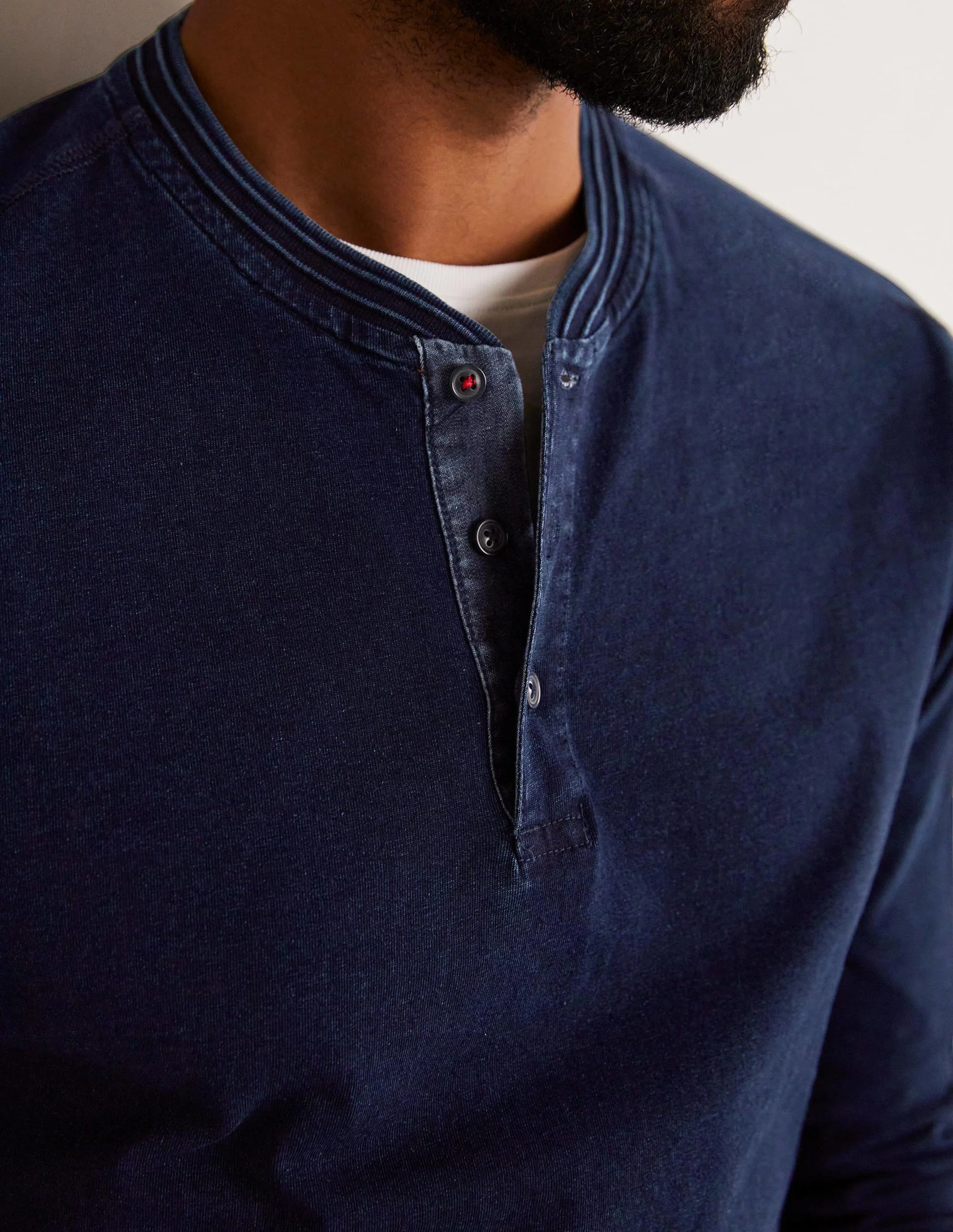 Langärmliges Henley-Shirt-Indigoblau - Image 2