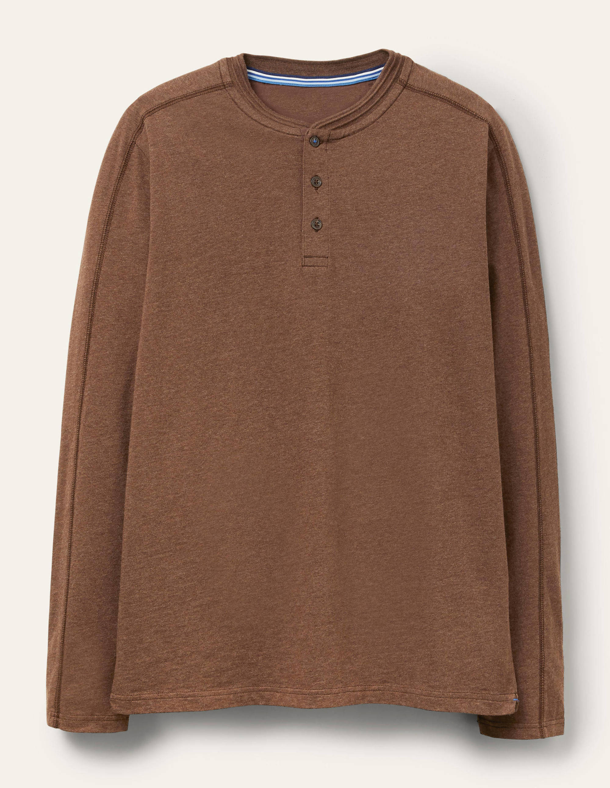 Langärmliges Henley-Shirt-Kakaobraun Meliert - Image 5
