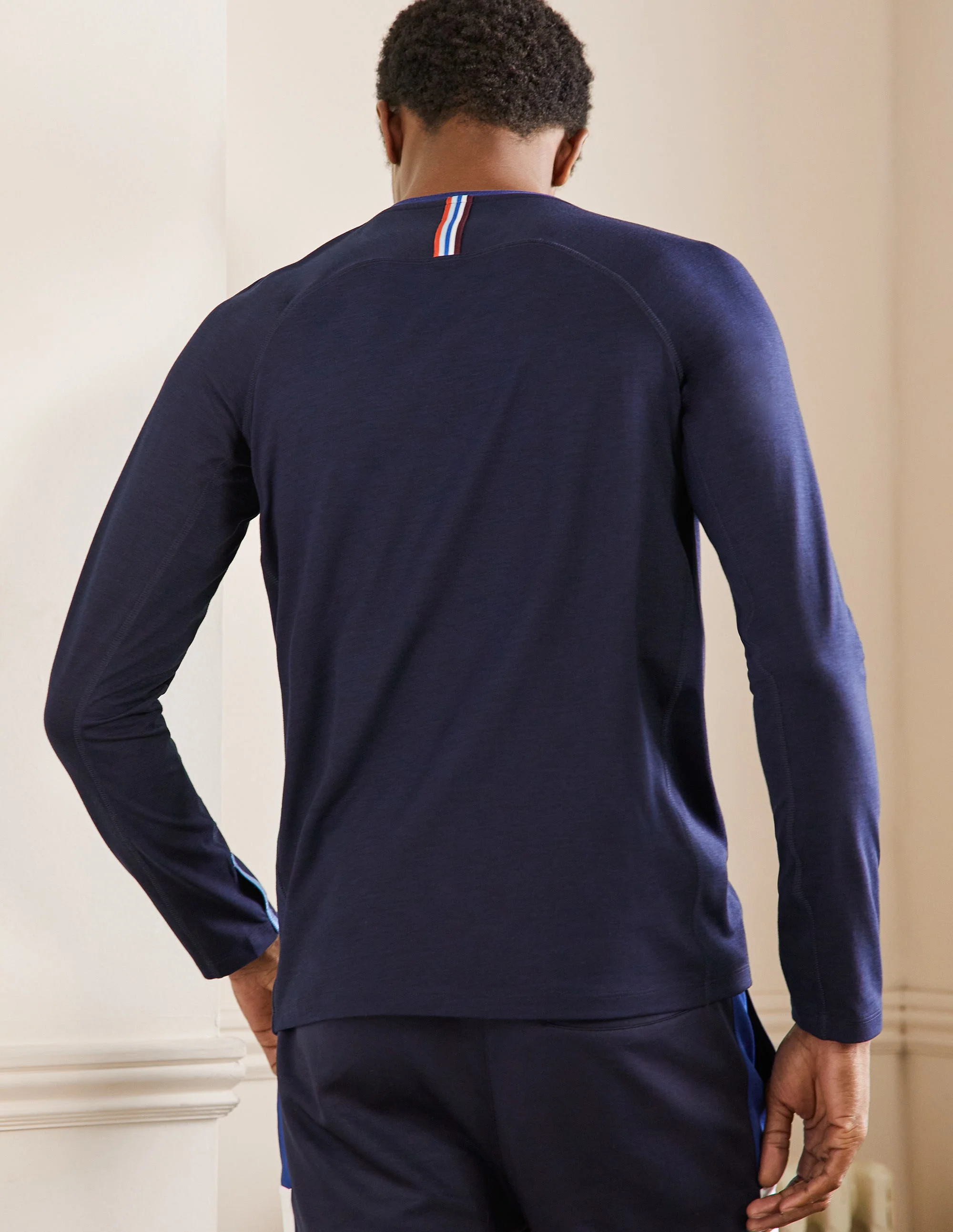 Langärmliges Sportshirt-Weltraumblau, Blockfarben - Image 3
