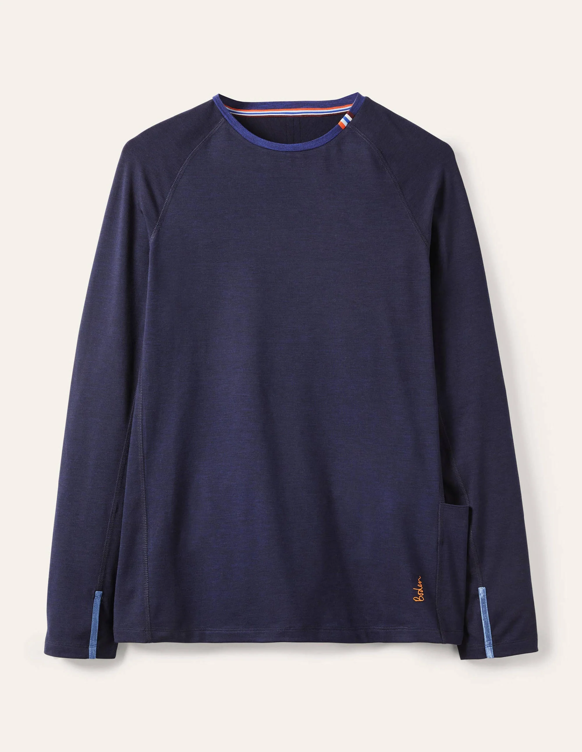 Langärmliges Sportshirt-Weltraumblau, Blockfarben - Image 6