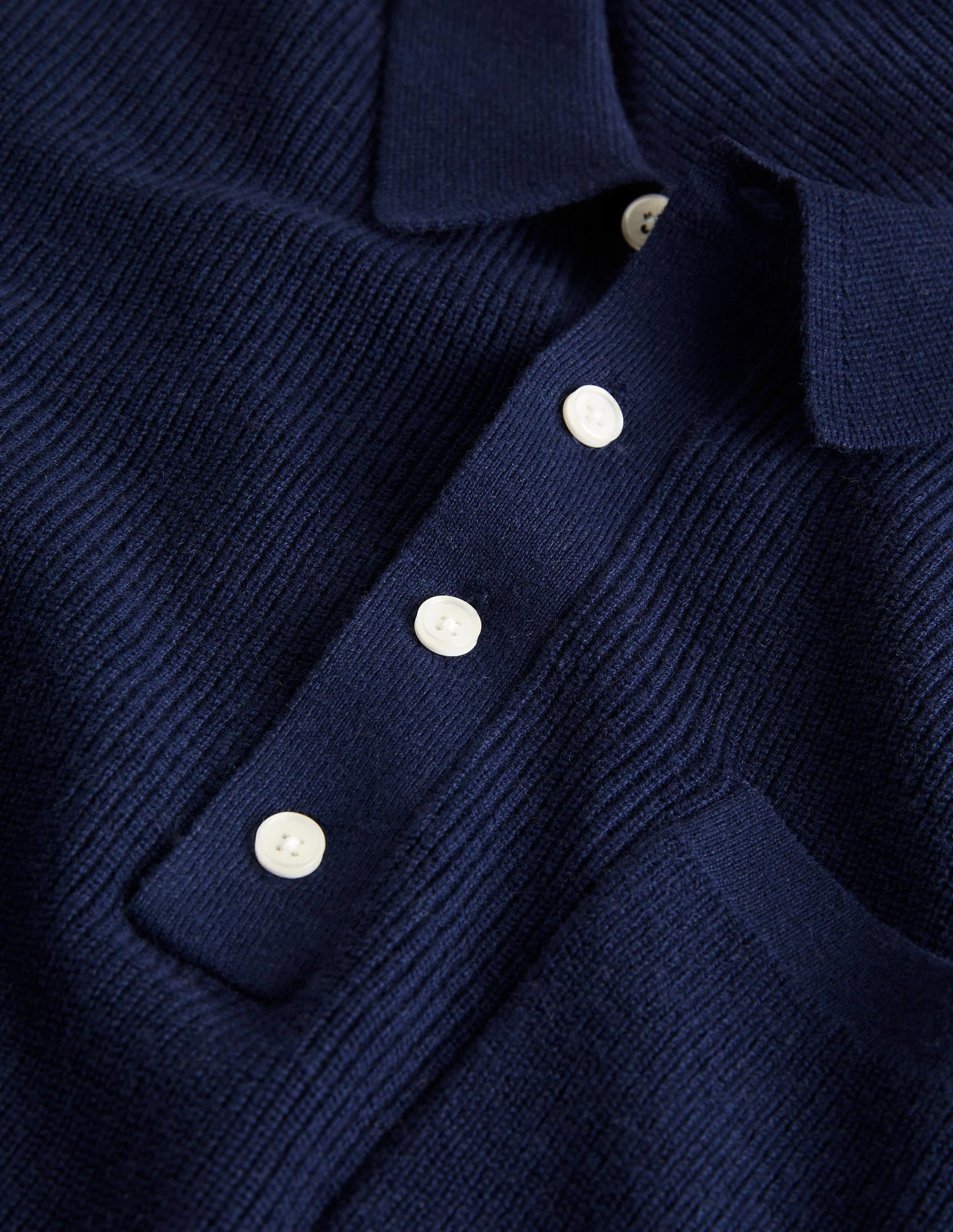 Langärmliges Strick-Poloshirt-Marineblau - Image 6