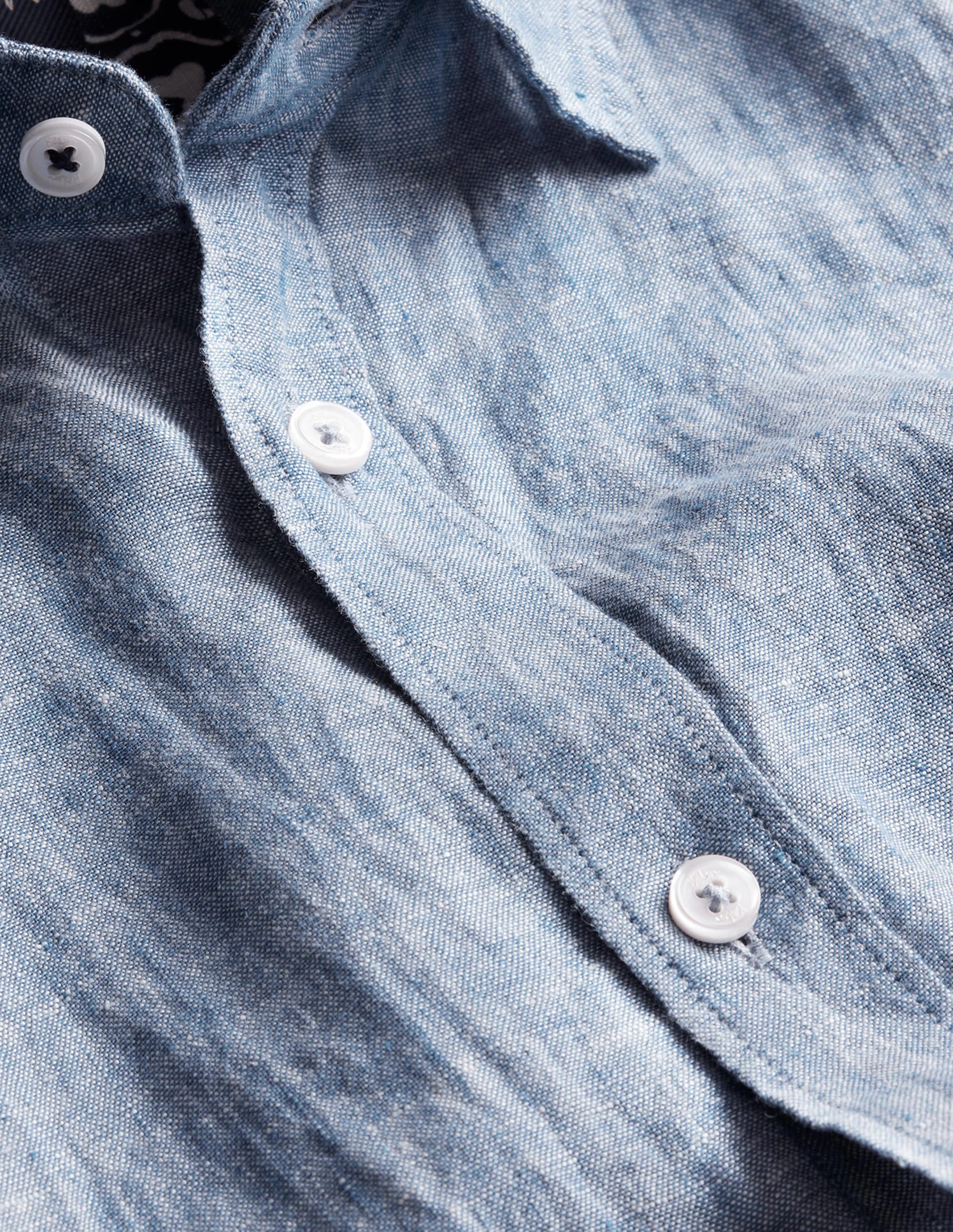 Leinenhemd mit Cutaway-Kragen-Blauer Faux-Uni - Image 2