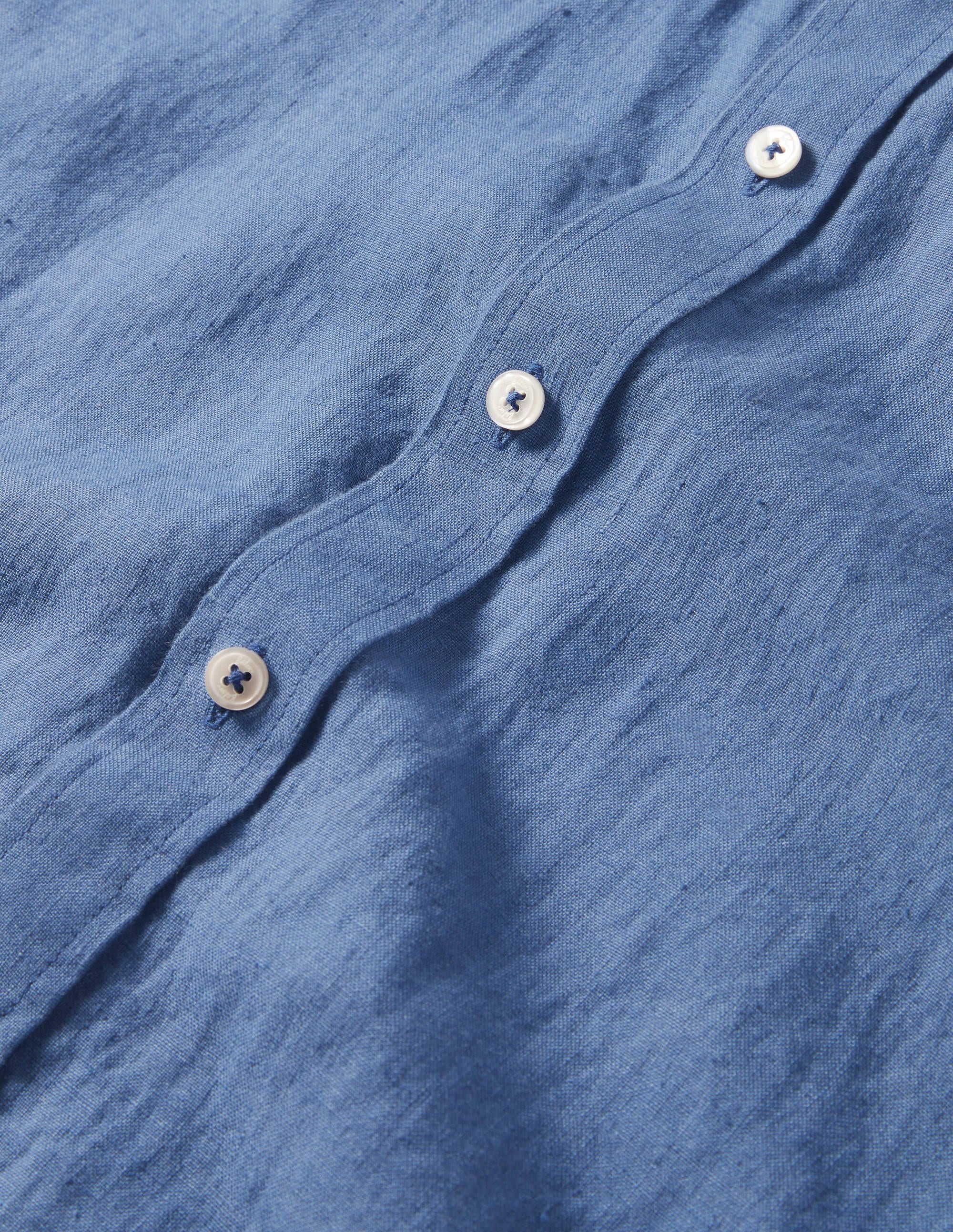 Leinenhemd mit Mandarinkragen-Tintenblau - Image 6