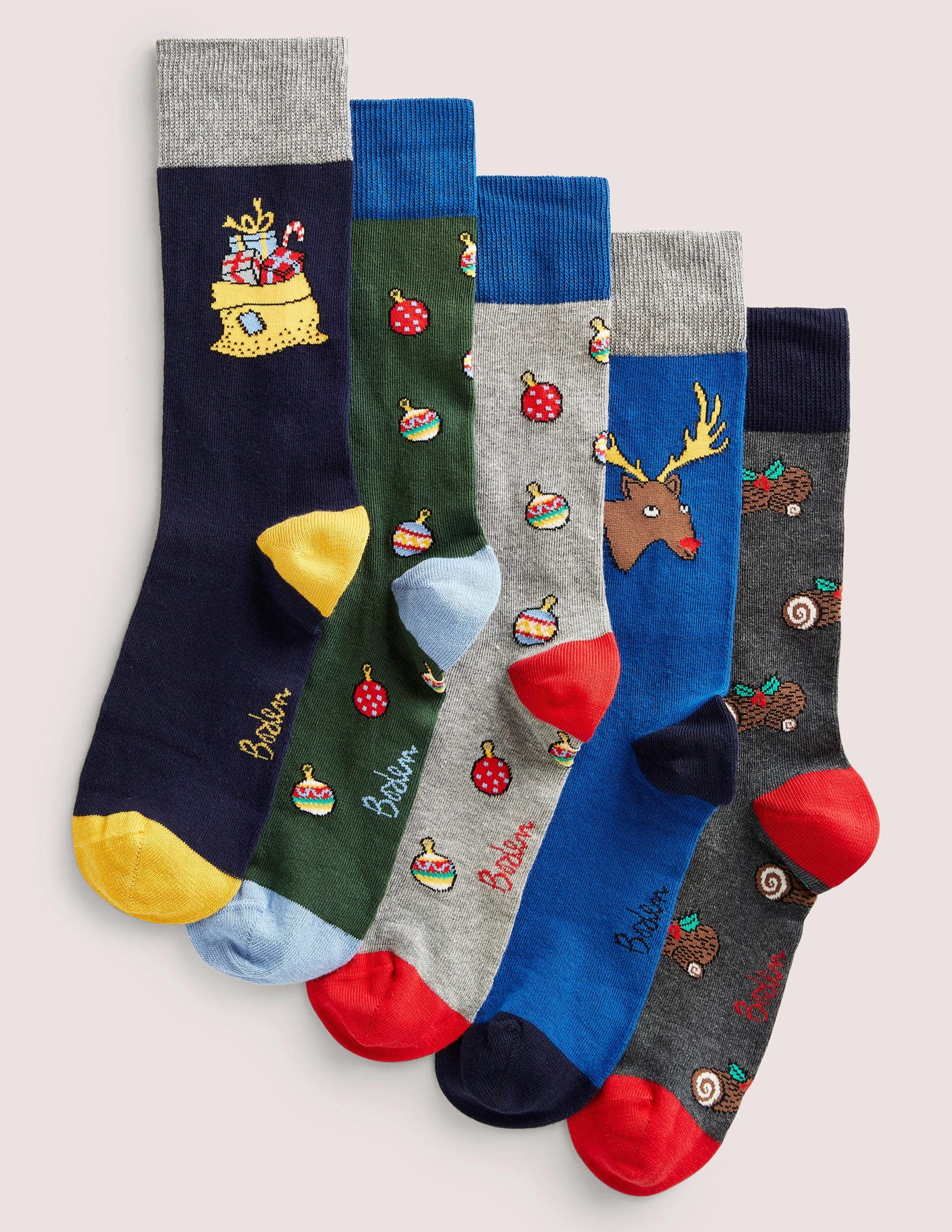 Lieblingssocken im 5er-Pack-Weihnachtsmotiv, Bunt
