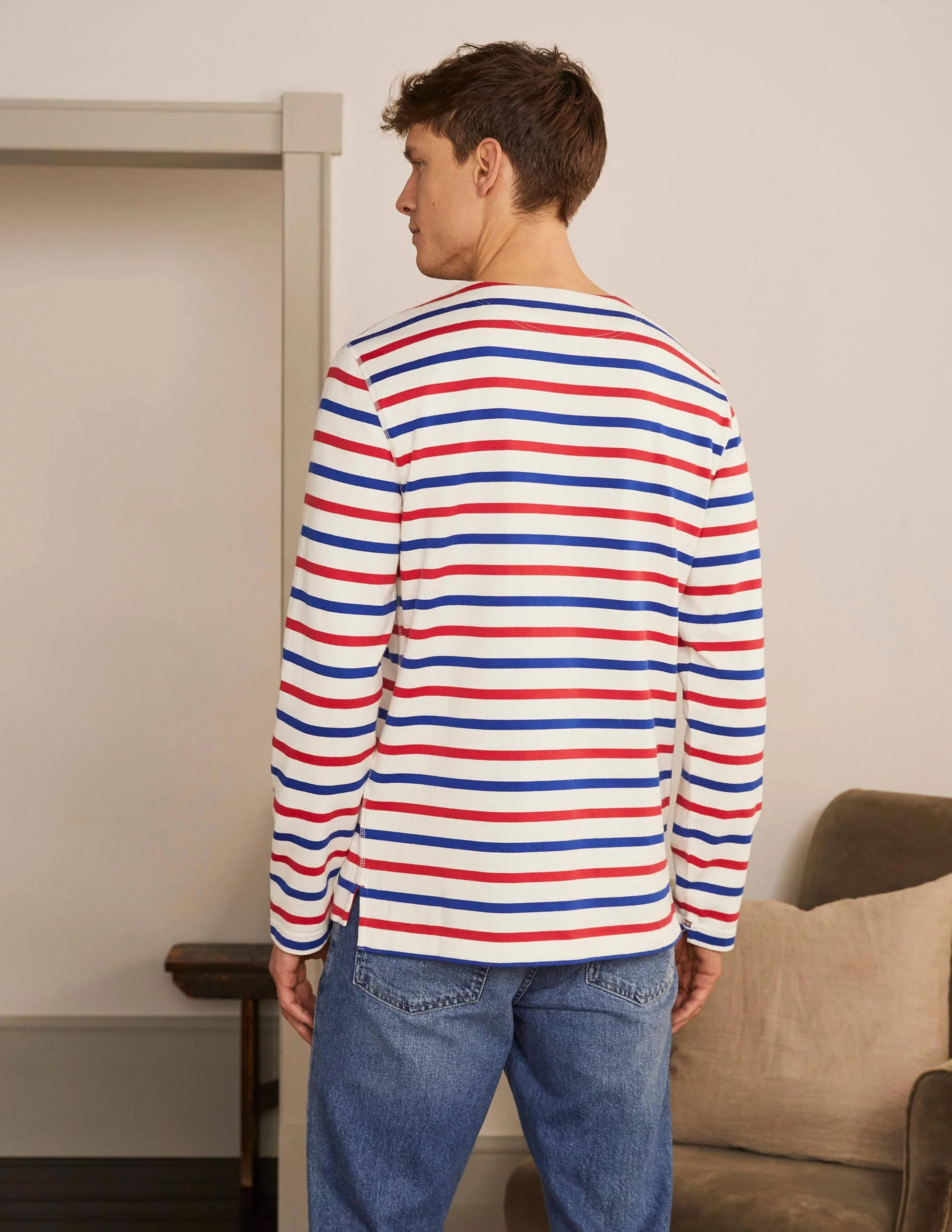 Mittelschweres Matrosen-Bretonshirt-Riorot/Königsblau, Gestreift - Image 3