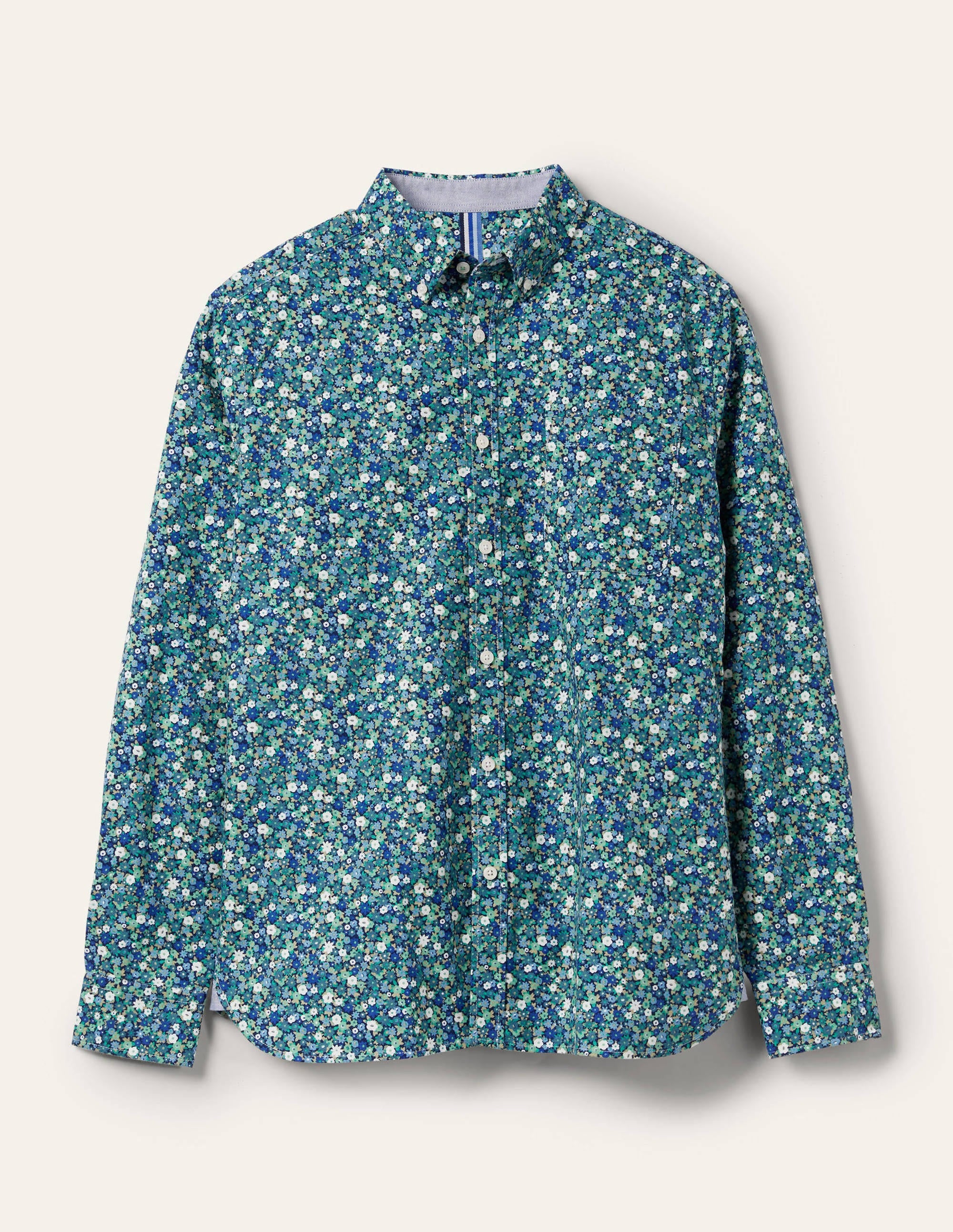 Oxford-Hemd-Absinthgrün/Navy, Blumenmuster - Image 6
