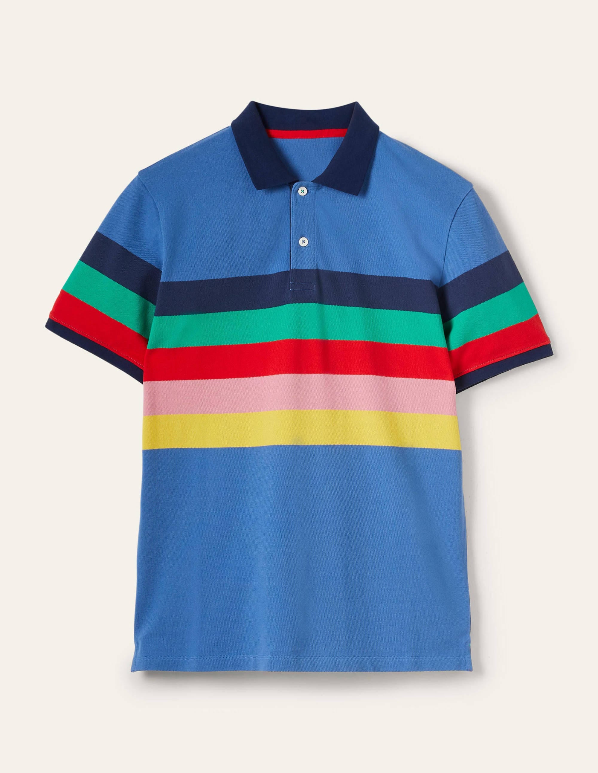 Piqué-Poloshirt-Dunkelblau, Regenbogenstreifen - Image 6