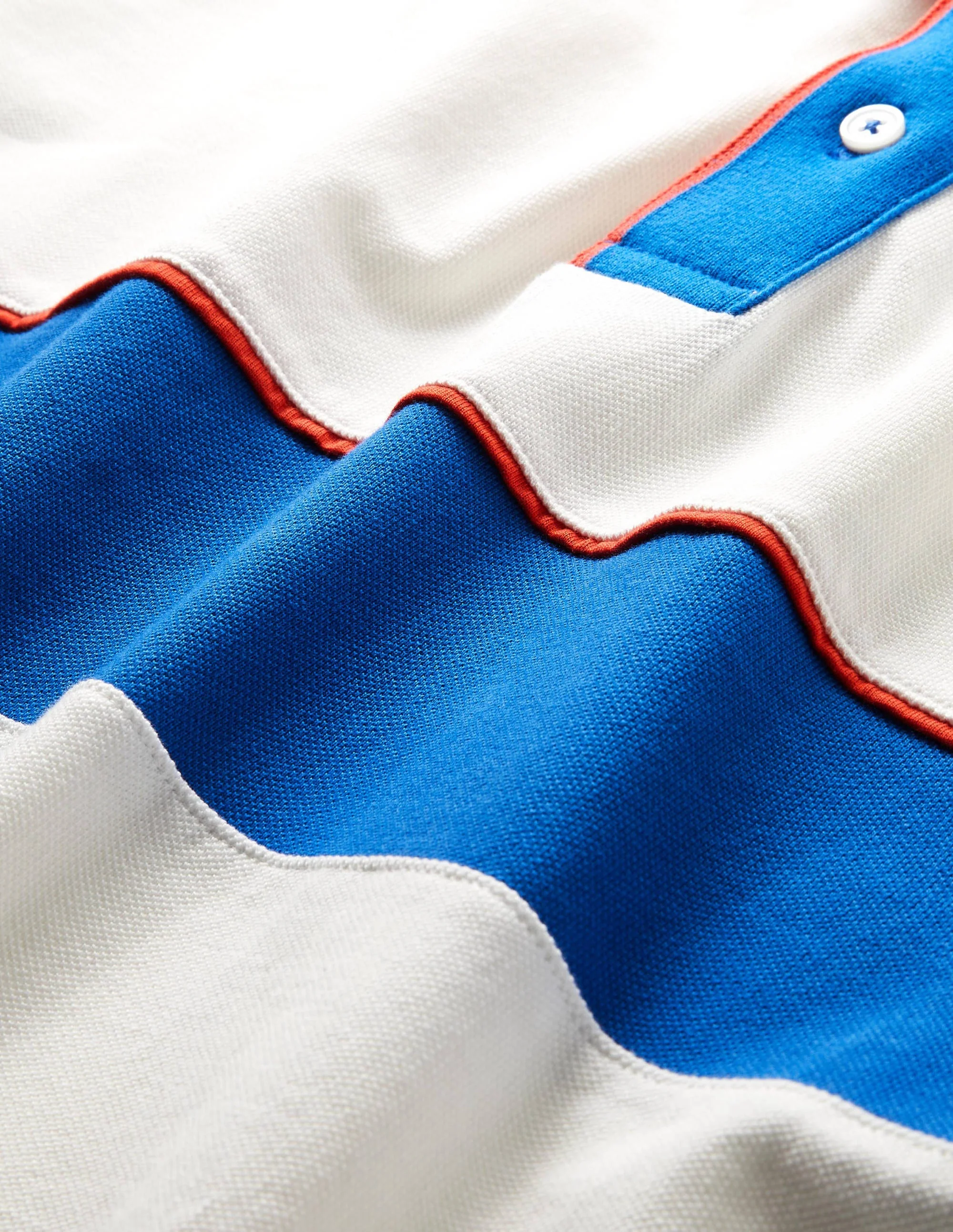 Piqué-Poloshirt-Schneeweiß/Blau, Streifen auf Brusthöhe - Image 6