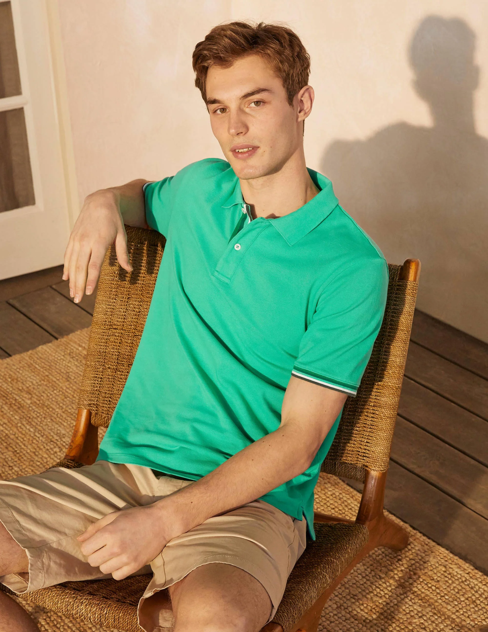 Piqué-Poloshirt-Tropisches Grün
