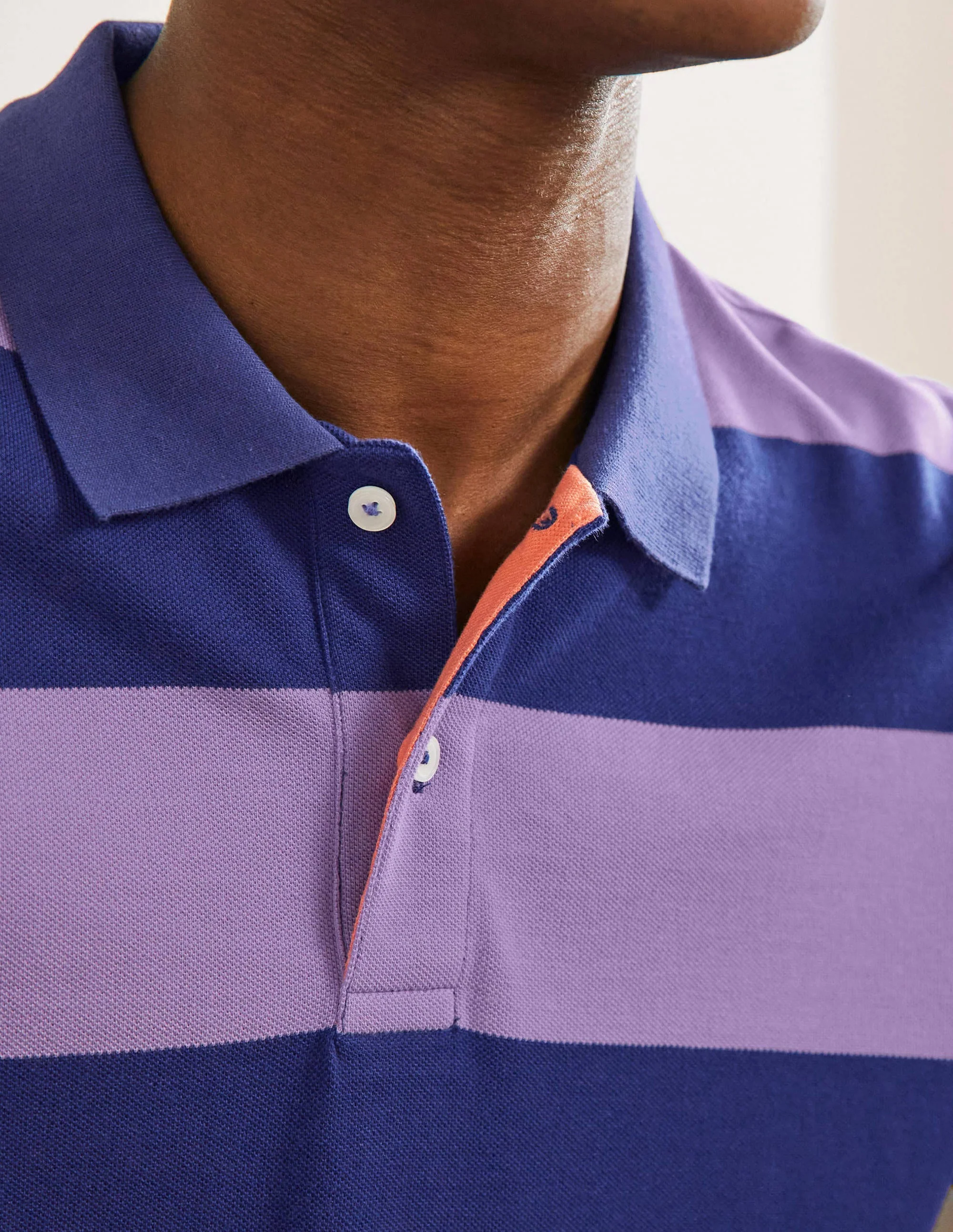 Piqué-Poloshirt-Violett/Offiziersblau, Gestreift - Image 2