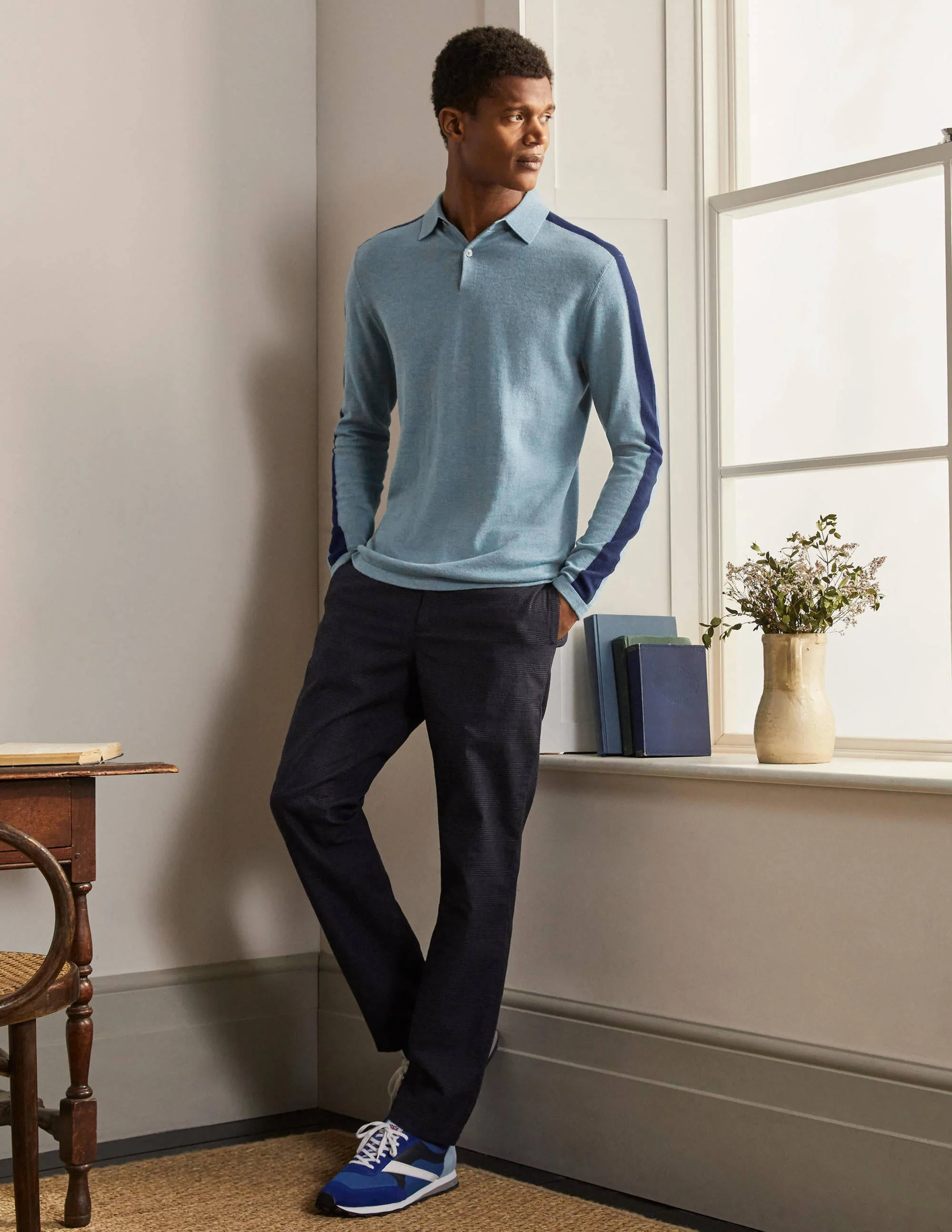 Poloshirt aus einer Merinowollmischung-Abendblau - Image 4