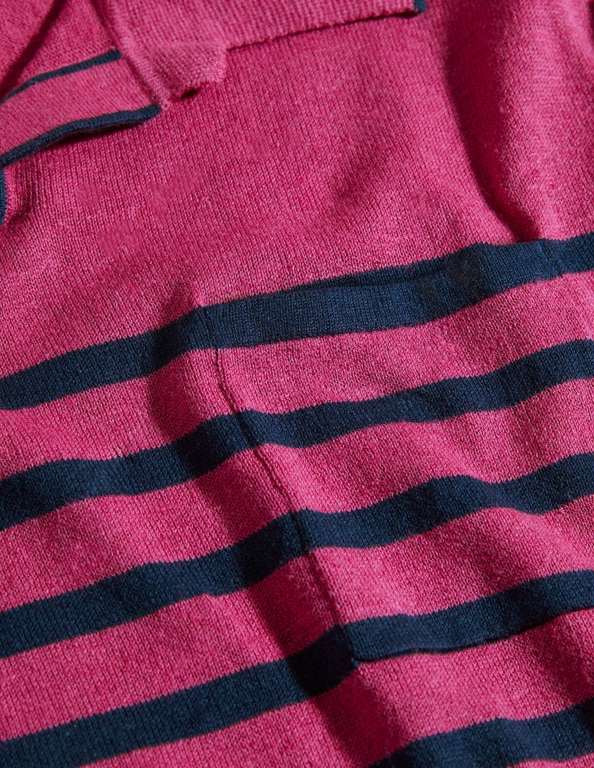 Poloshirt aus Leinenmischgewebe mit offenem Kragen-Altrosa, Streifen auf Brusthöhe - Image 5