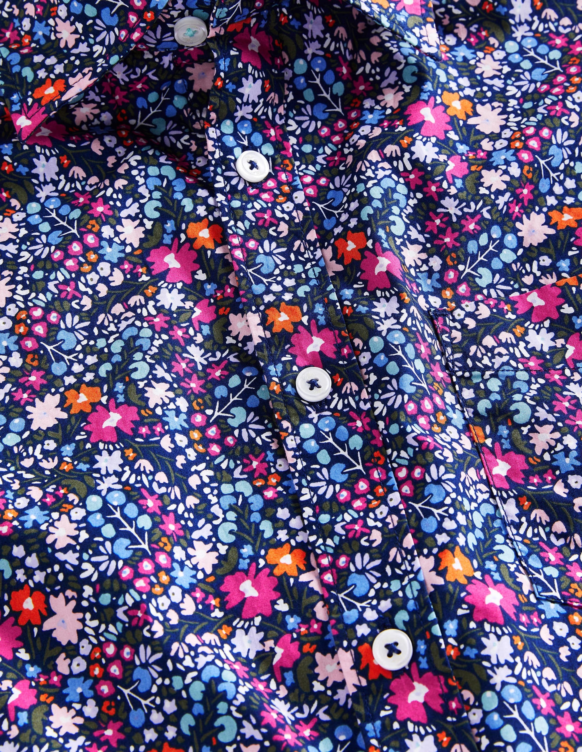 Popelinehemd mit Cutaway-Kragen-Navy/Bunt, Blumenmuster - Image 7
