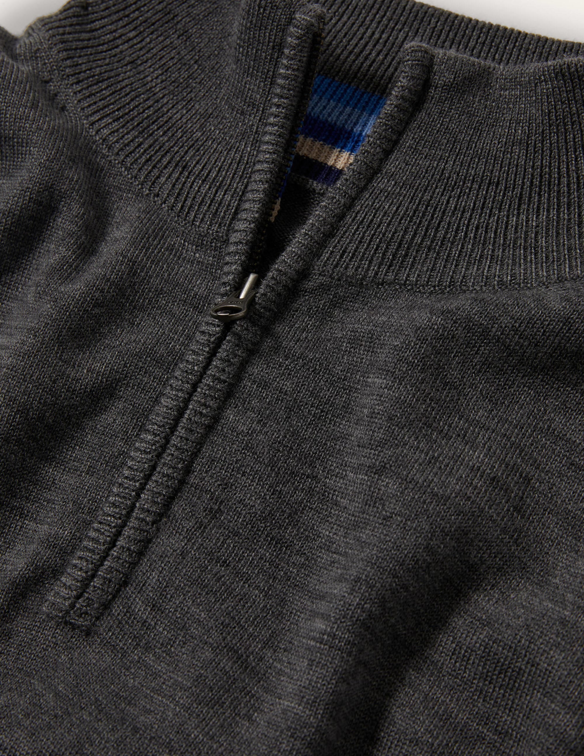 Pullover aus Lammwolle mit halbem Reißverschluss-Anthrazit Melange - Image 6