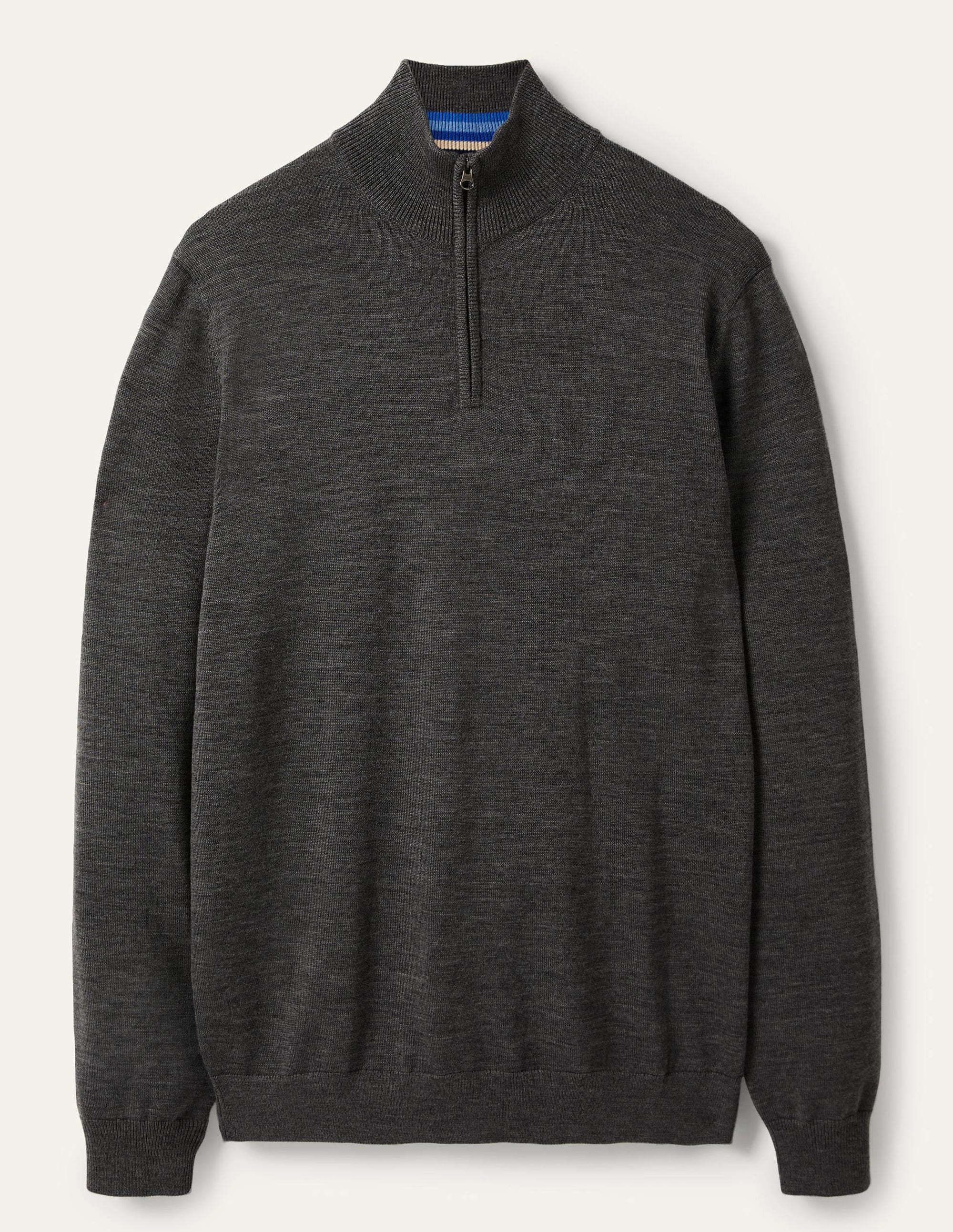 Pullover aus Lammwolle mit halbem Reißverschluss-Anthrazit Melange - Image 7