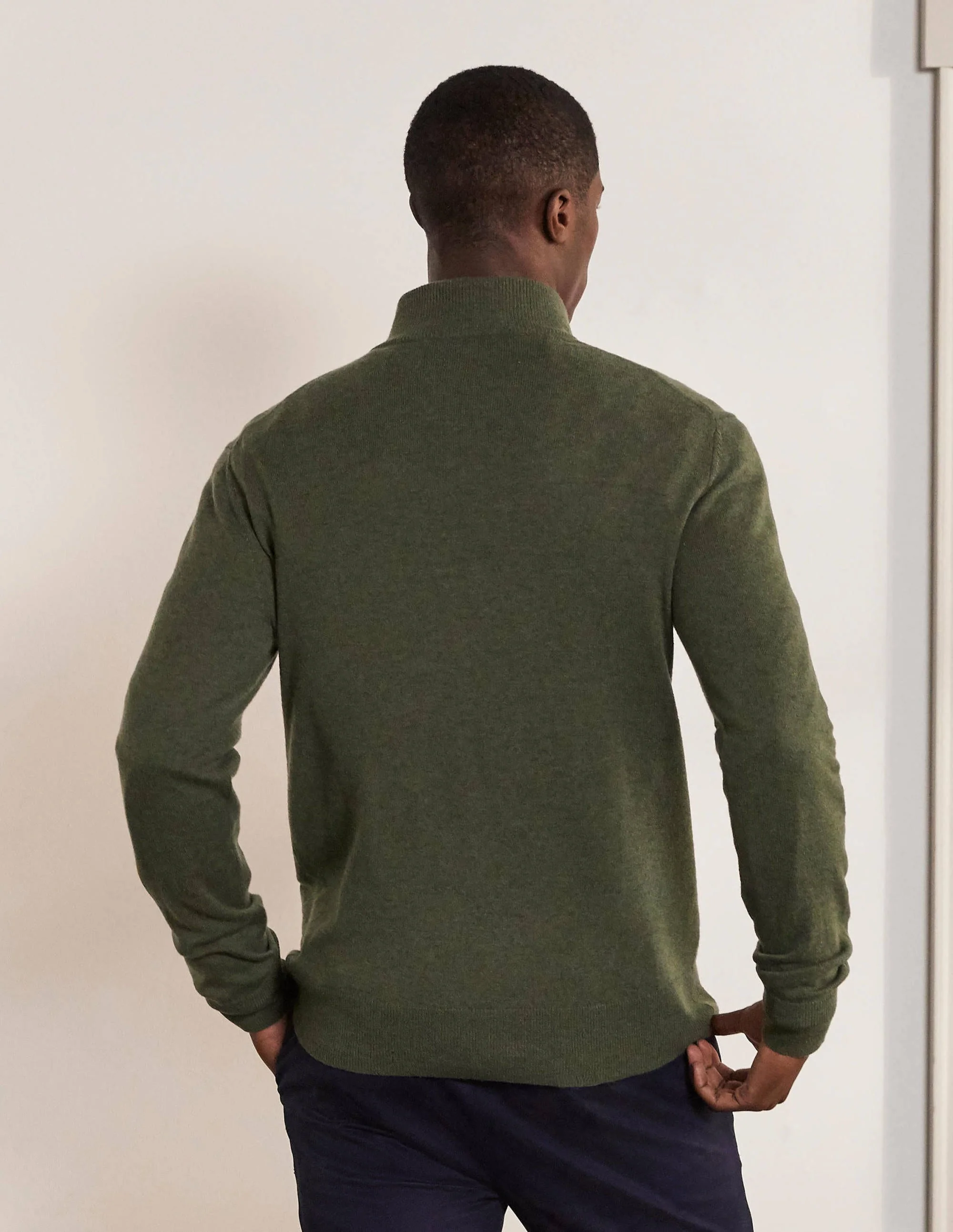 Pullover aus Lammwolle mit halbem Reißverschluss-Weidengrün - Image 3