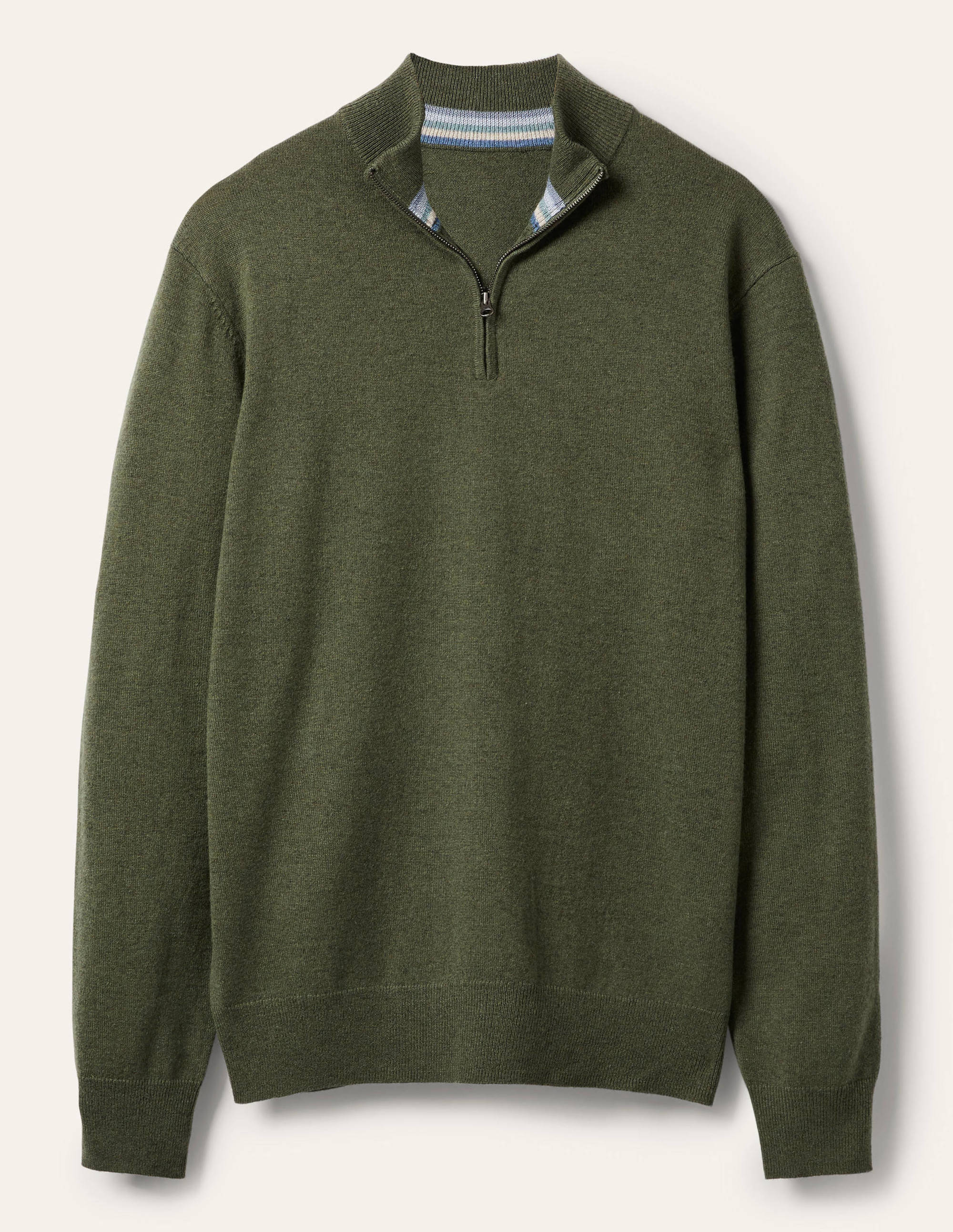 Pullover aus Lammwolle mit halbem Reißverschluss-Weidengrün - Image 5