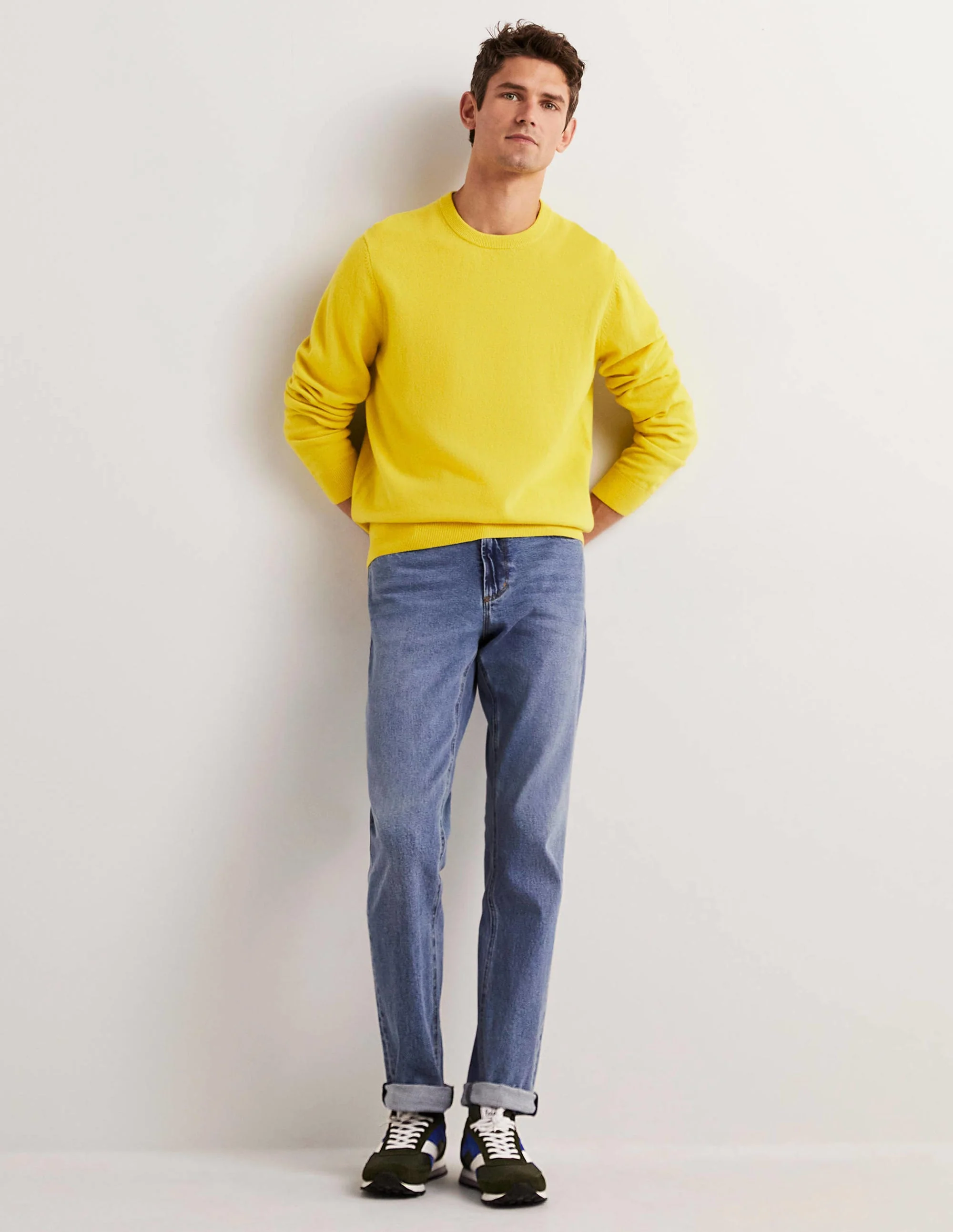 Pullover aus Lammwolle mit Rundhalsausschnitt-Limettengelb - Image 4