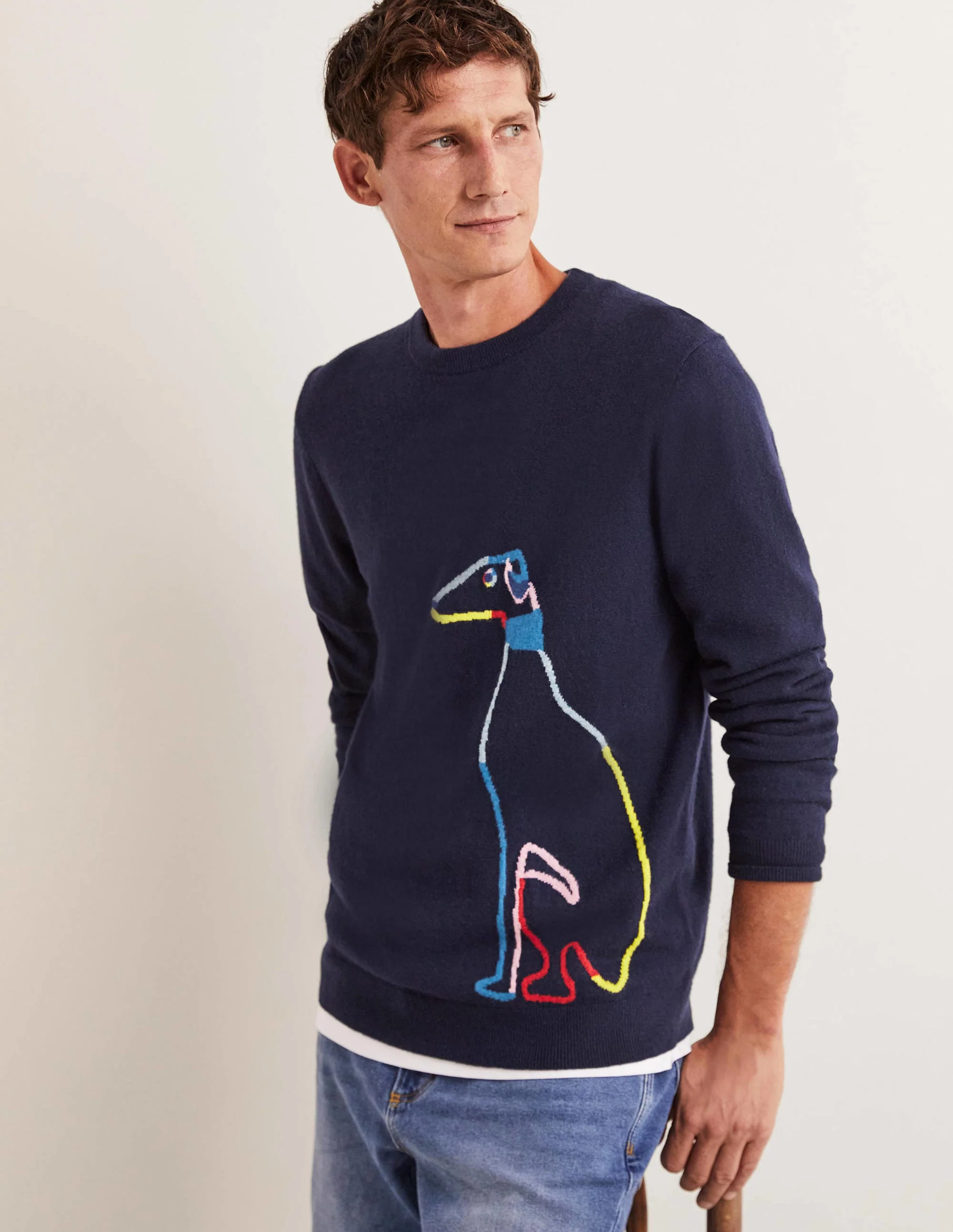 Pullover aus Lammwolle mit Rundhalsausschnitt-Regenbogen, Whippet - Image 5