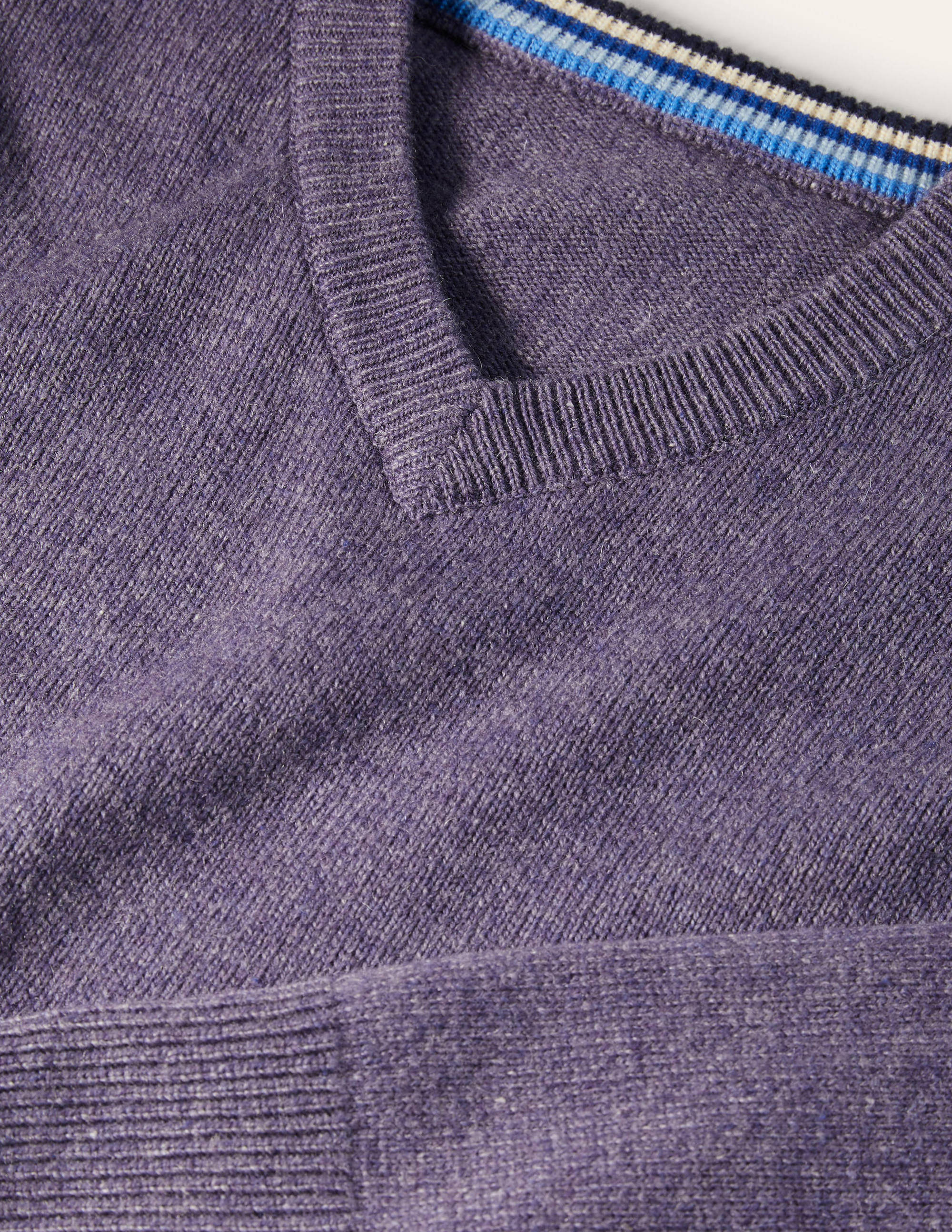 Pullover aus Lammwolle mit V-Ausschnitt-Heide Meliert - Image 6