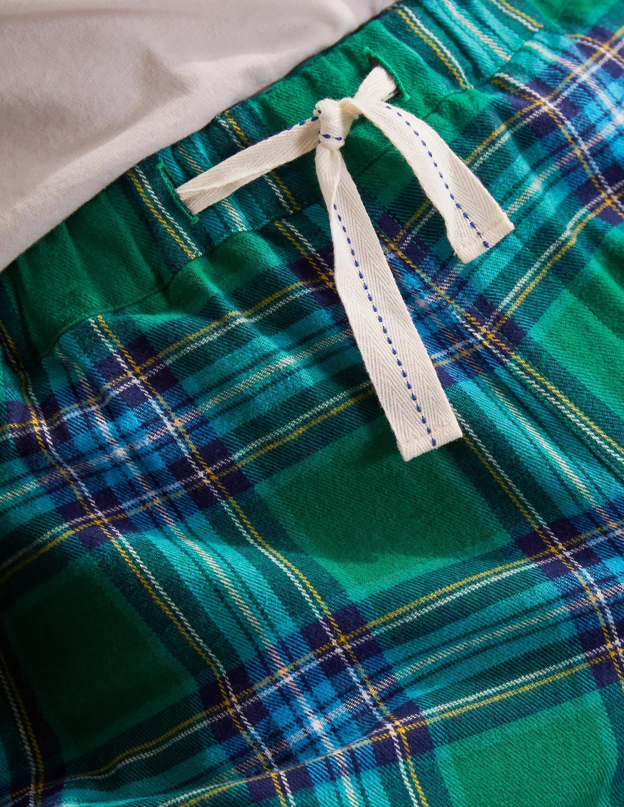 Pyjamashorts aus gebürsteter Baumwolle-Waldgrün/Tiefblau, Kariert - Image 4