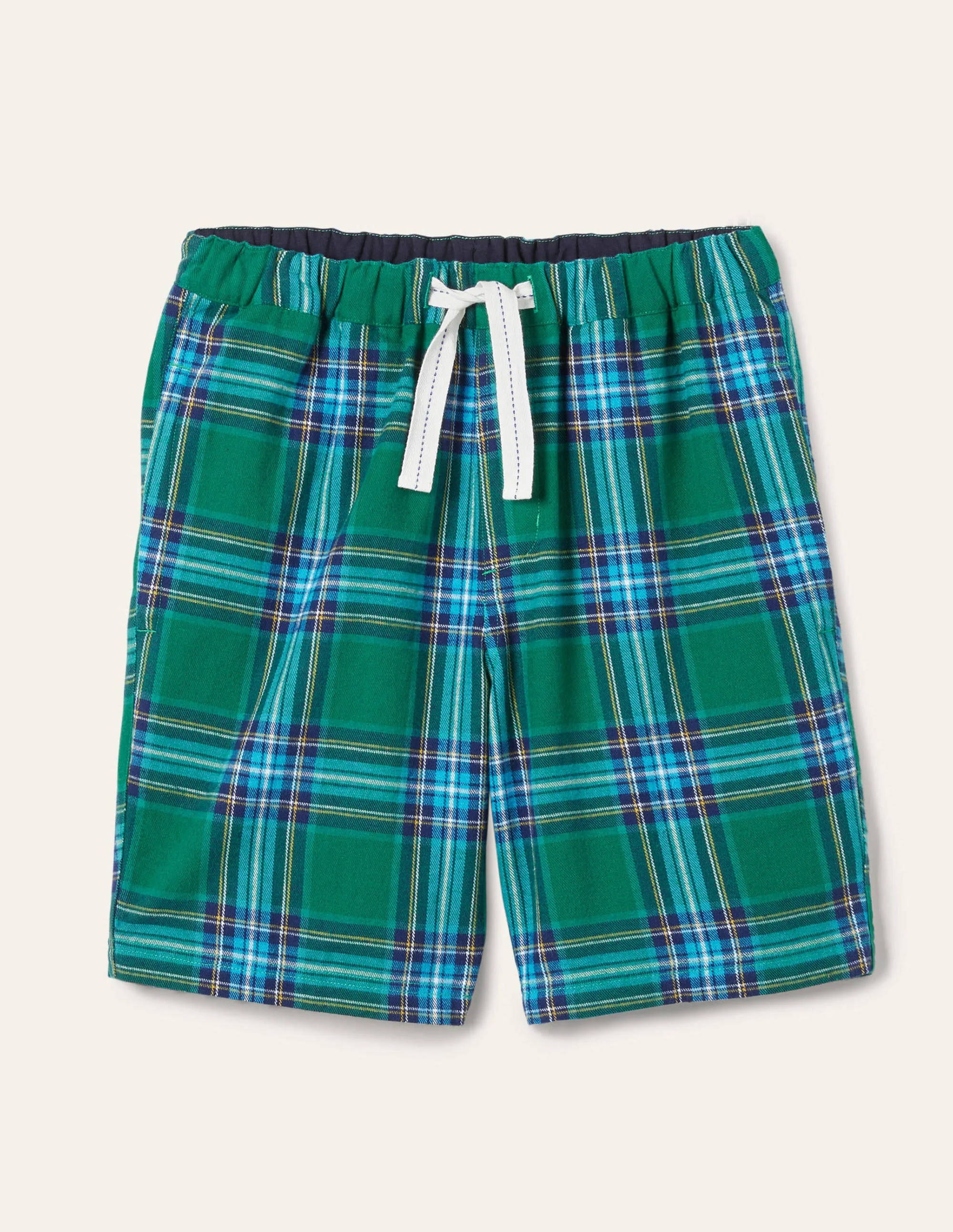Pyjamashorts aus gebürsteter Baumwolle-Waldgrün/Tiefblau, Kariert - Image 5