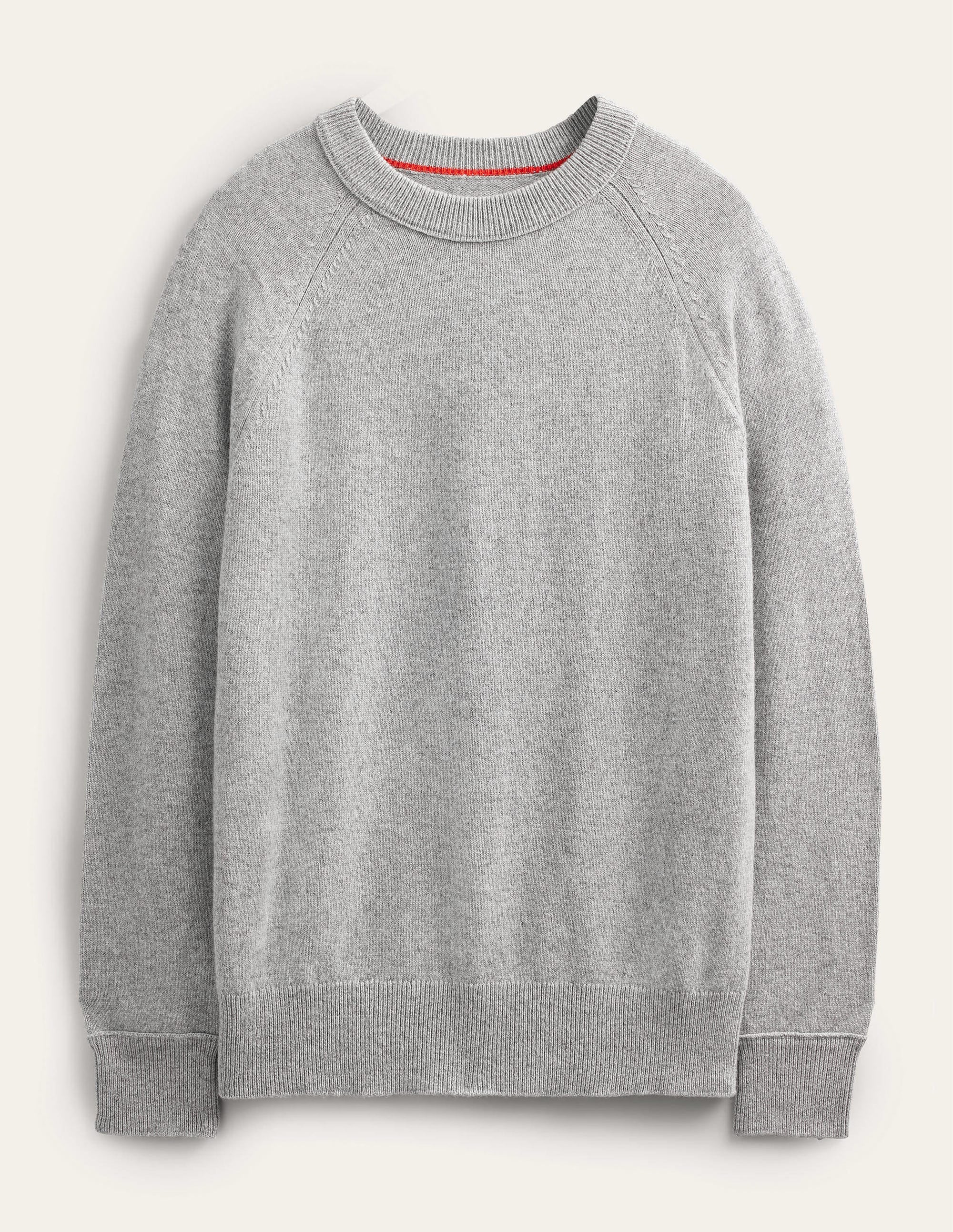 Raglanpullover mit Rundhalsausschnitt-Hellgrau Melange - Image 5