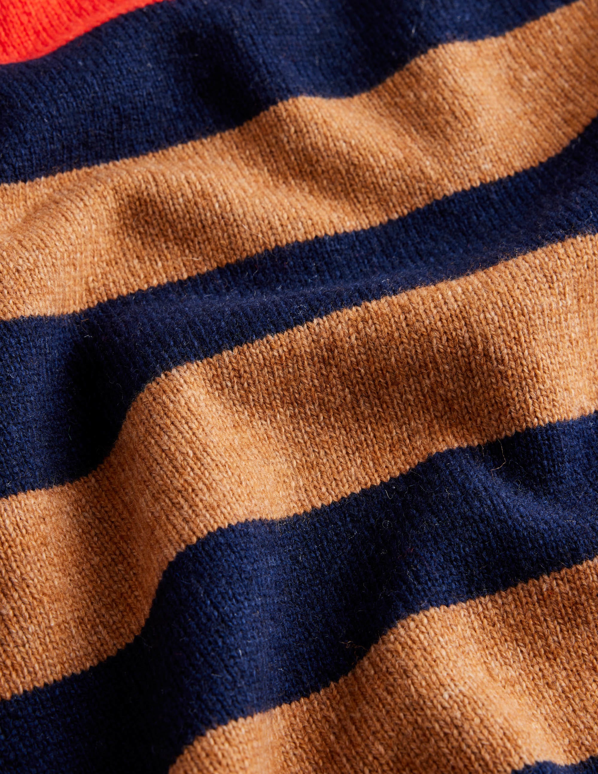 Raglanpullover mit Rundhalsausschnitt-Kamelbraun Melange, Bunte Streifen - Image 6