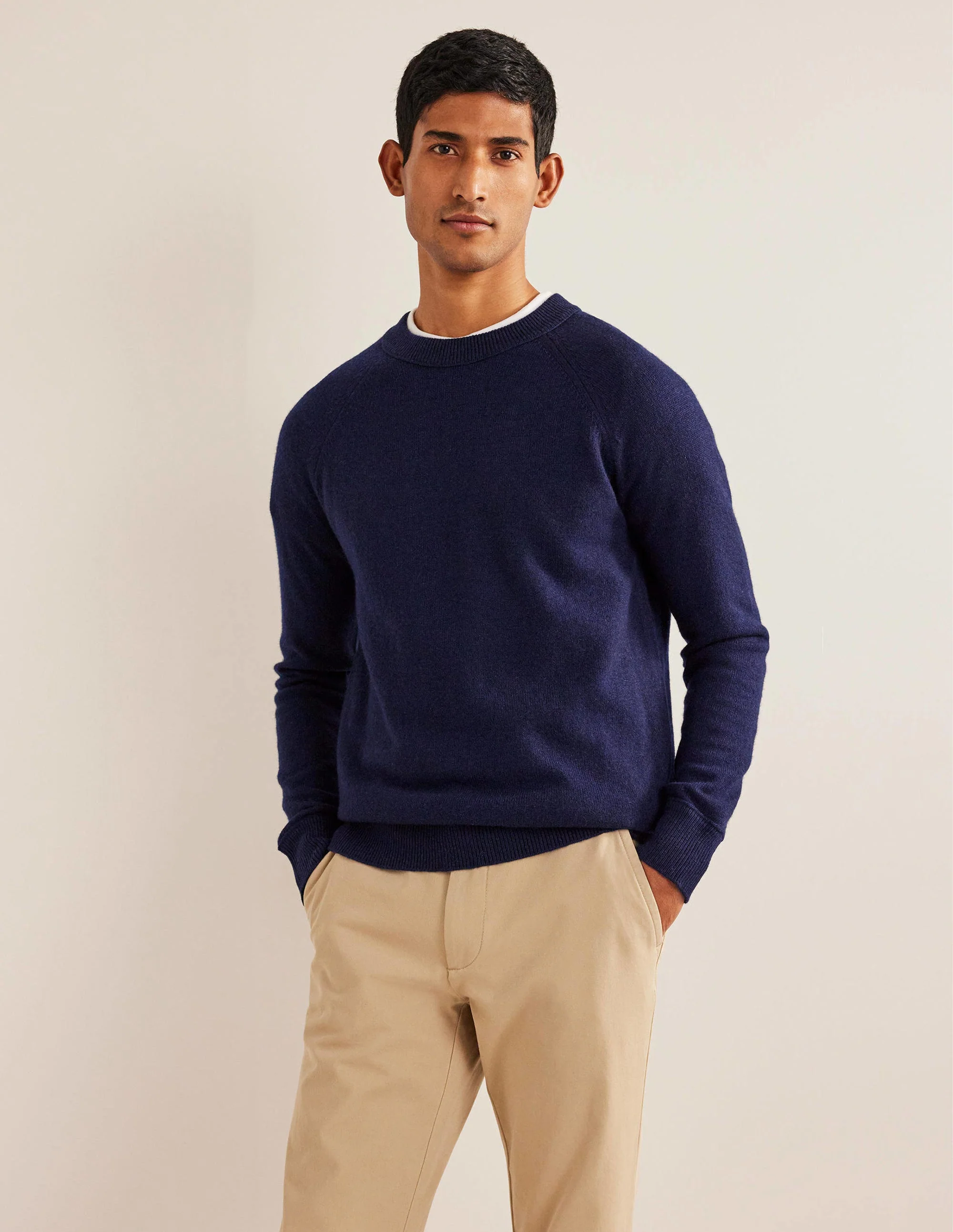 Raglanpullover mit Rundhalsausschnitt-Marineblau - Image 4