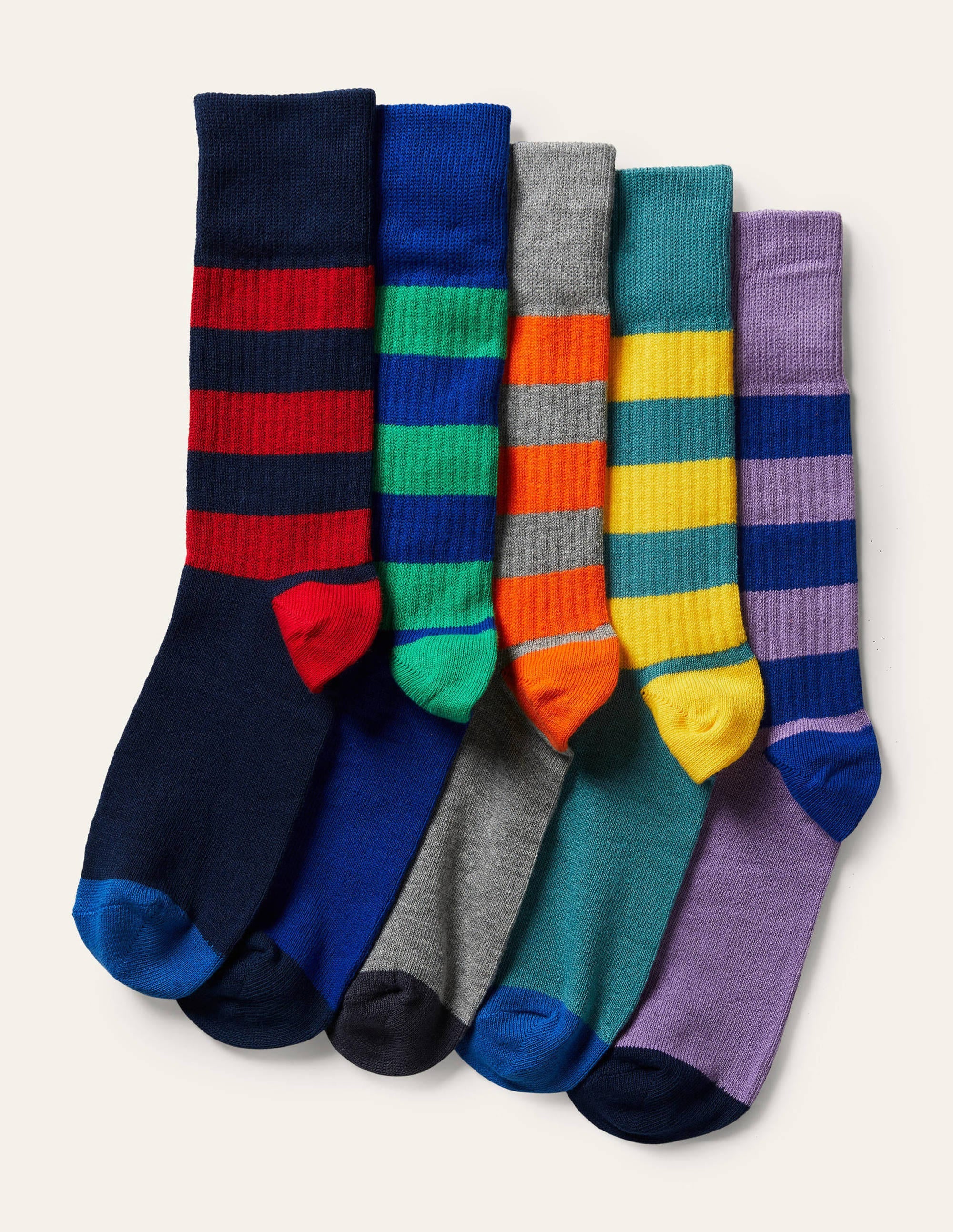 Rippensocken im 5er-Pack-Streifenmix