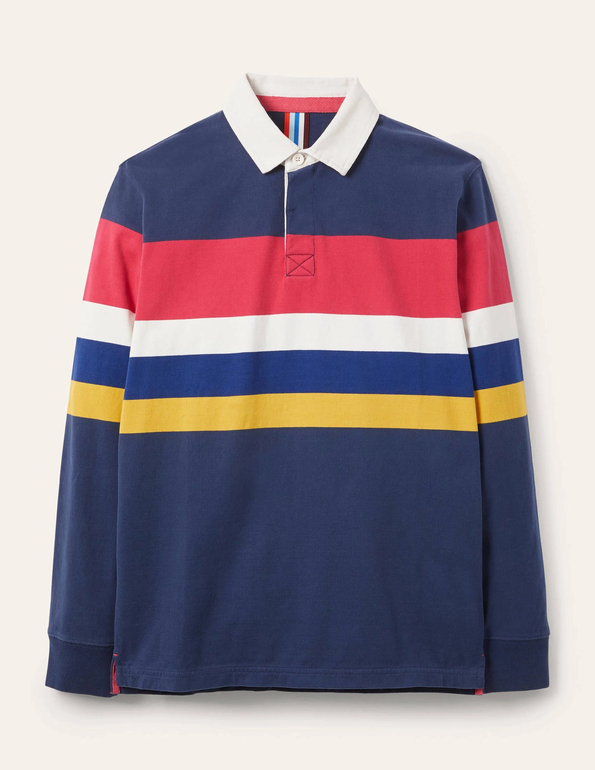 Rugbyshirt-Schuluniform-Navy/Bunt, Streifen auf der Brust - Image 5