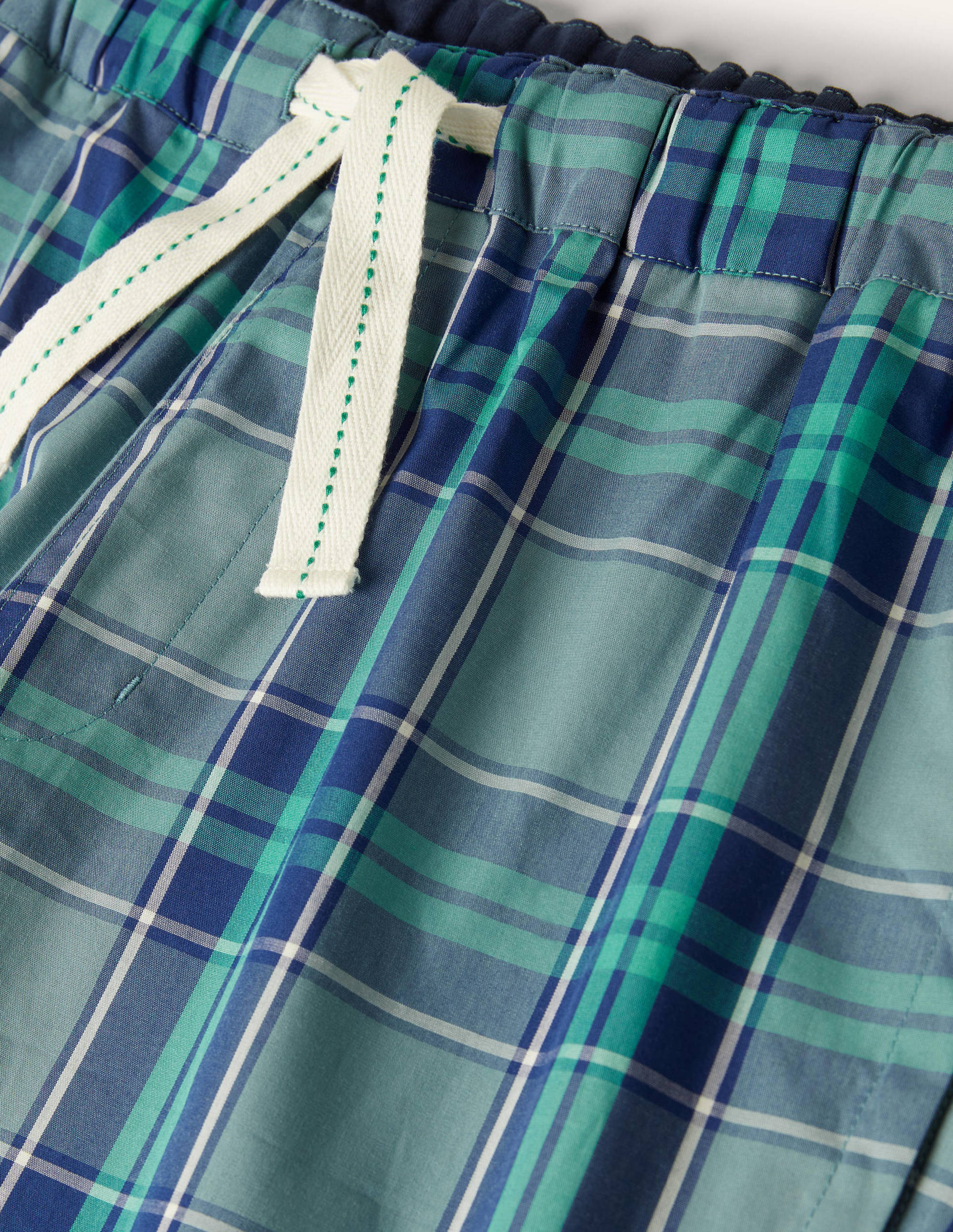 Schlafanzugshorts aus Baumwollpopeline-Graublau/Grün, Kariert - Image 5