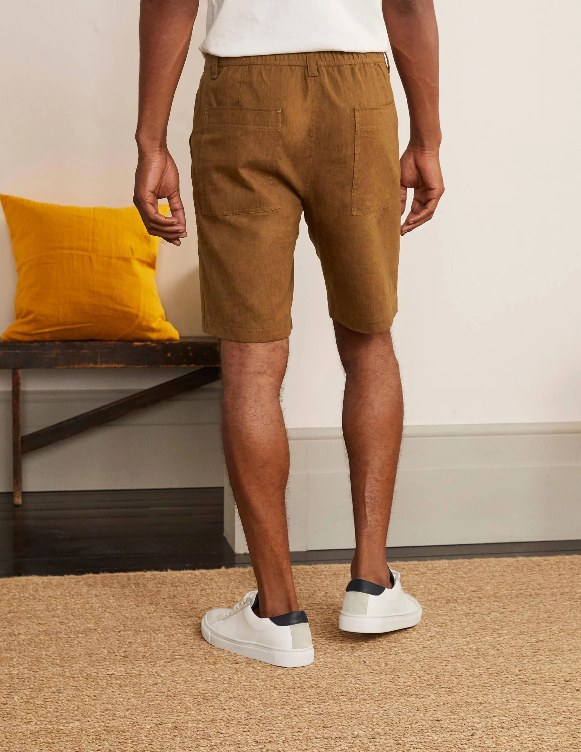 Schlichte Shorts aus Leinenmischgewebe-Toastbraun - Image 3