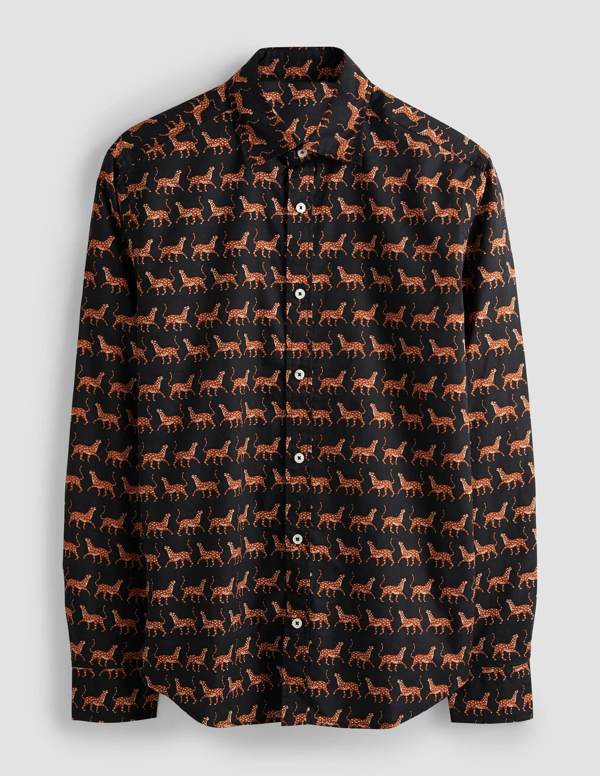 Schmal geschnittenes Hemd aus Twill mit Cutaway-Kragen-Leoparden - Image 6
