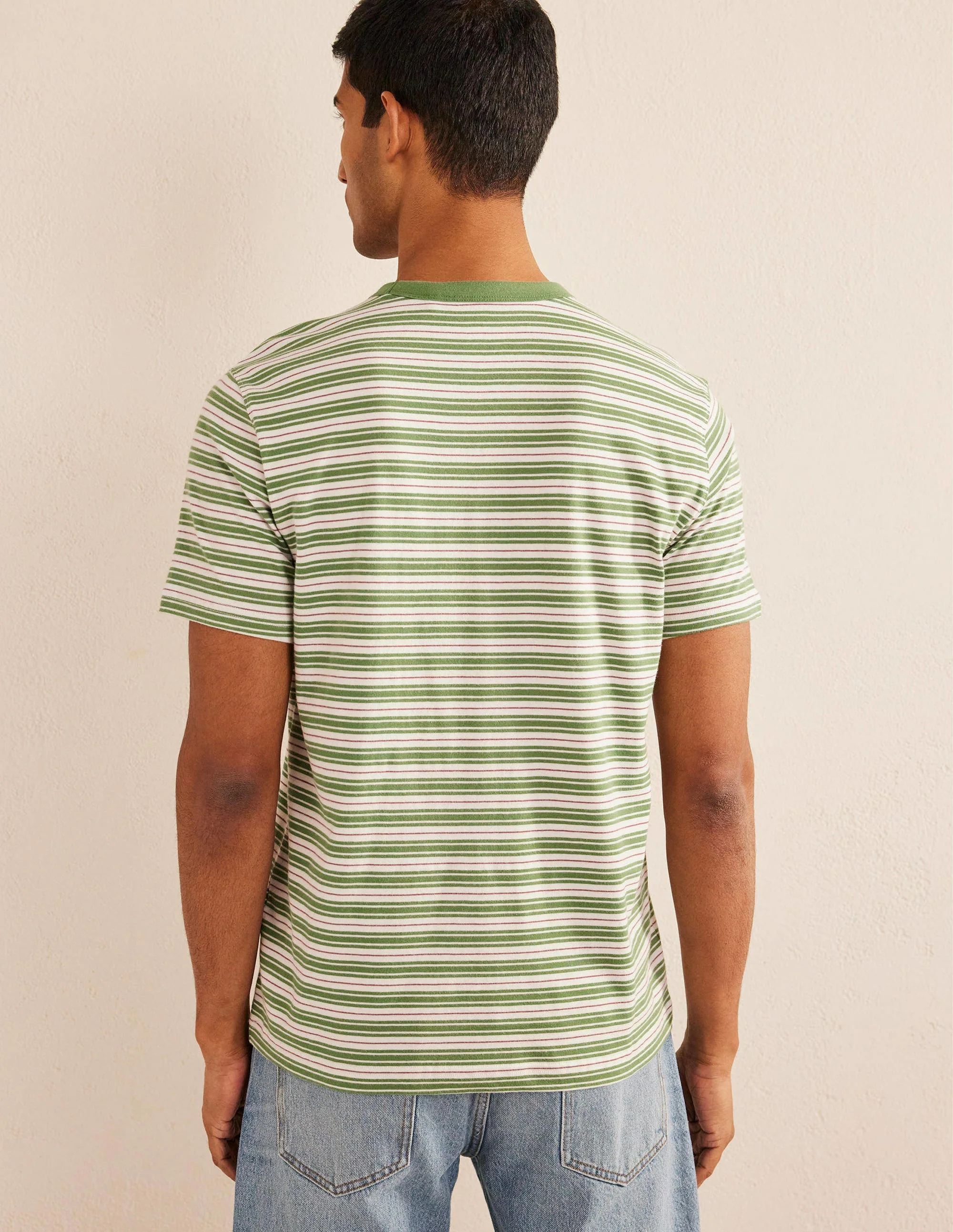 Schmal geschnittenes klassisches T-Shirt-Safarigrün/Asternviolett - Image 3